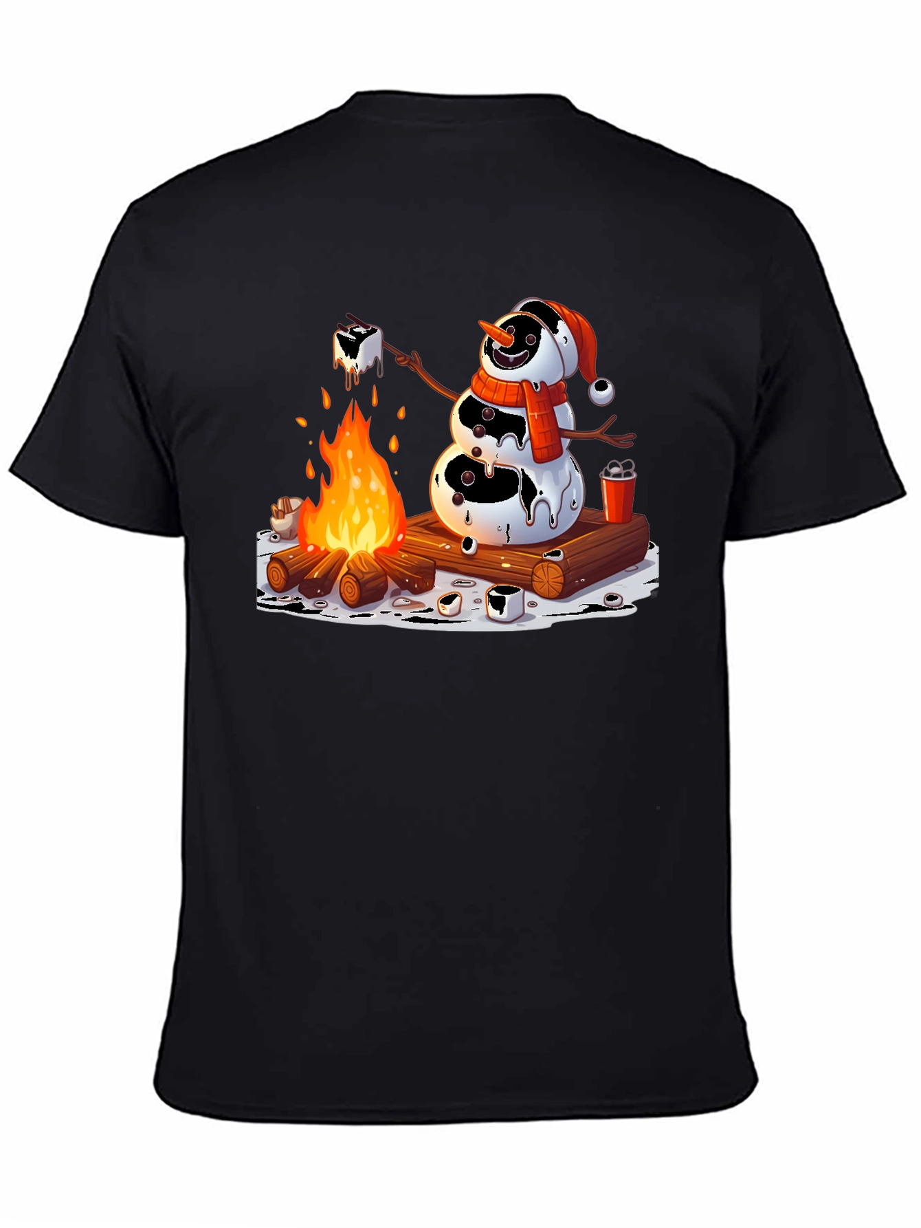 Melting Snowman Smores Campfire Graphic Tee