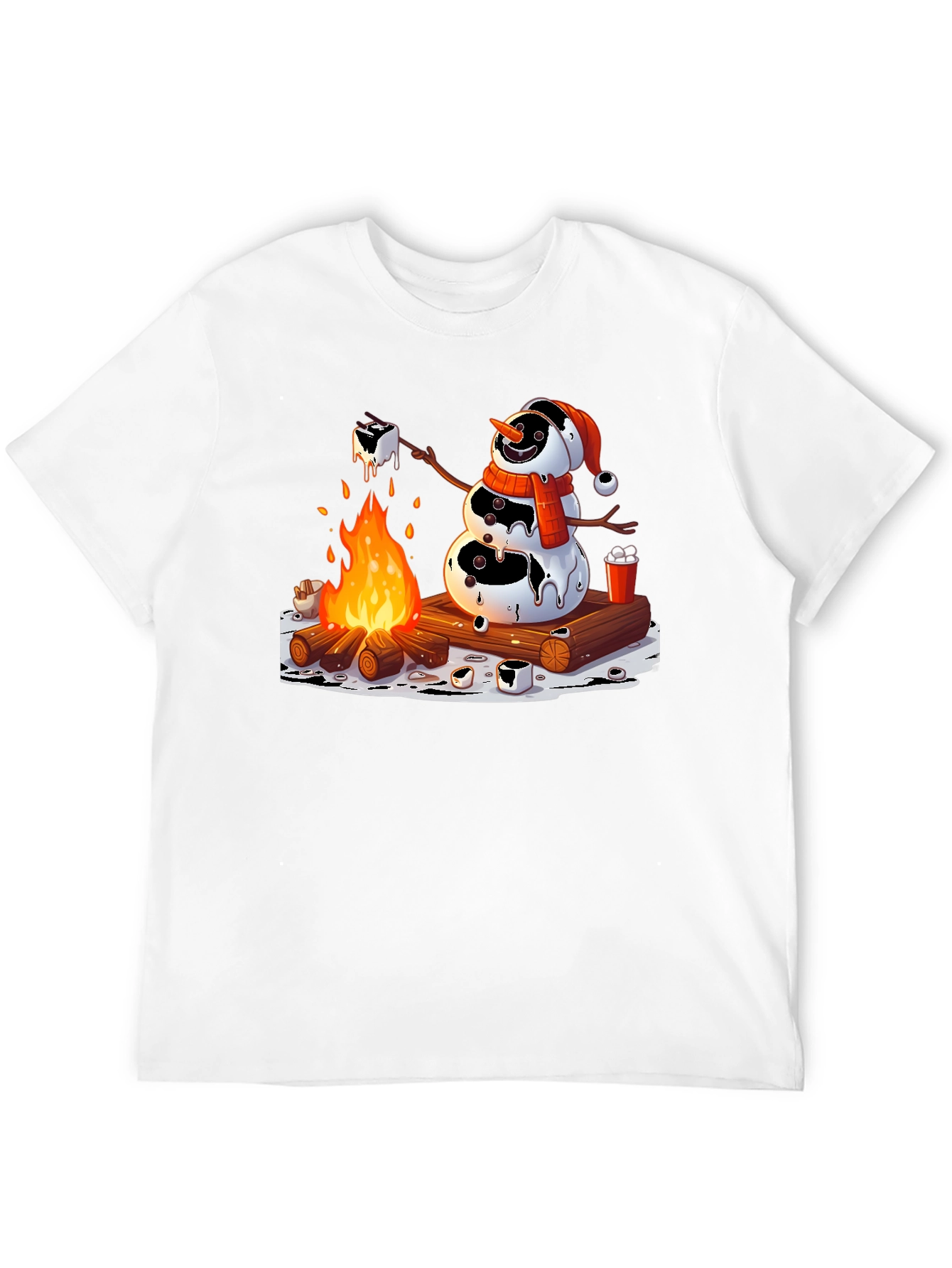 Melting Snowman Smores Campfire Graphic Tee