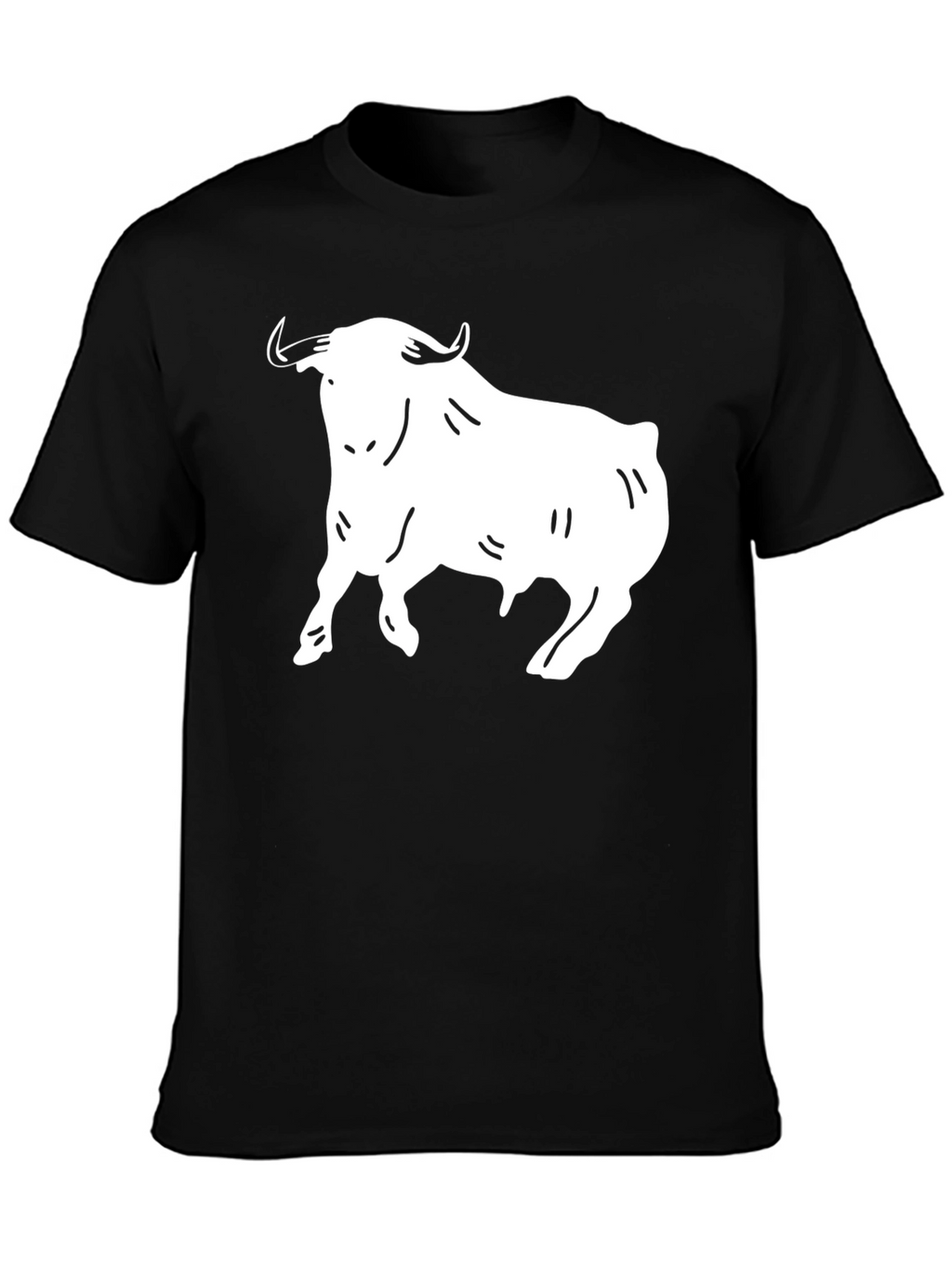 Black T-Shirt with White Bull Graphic