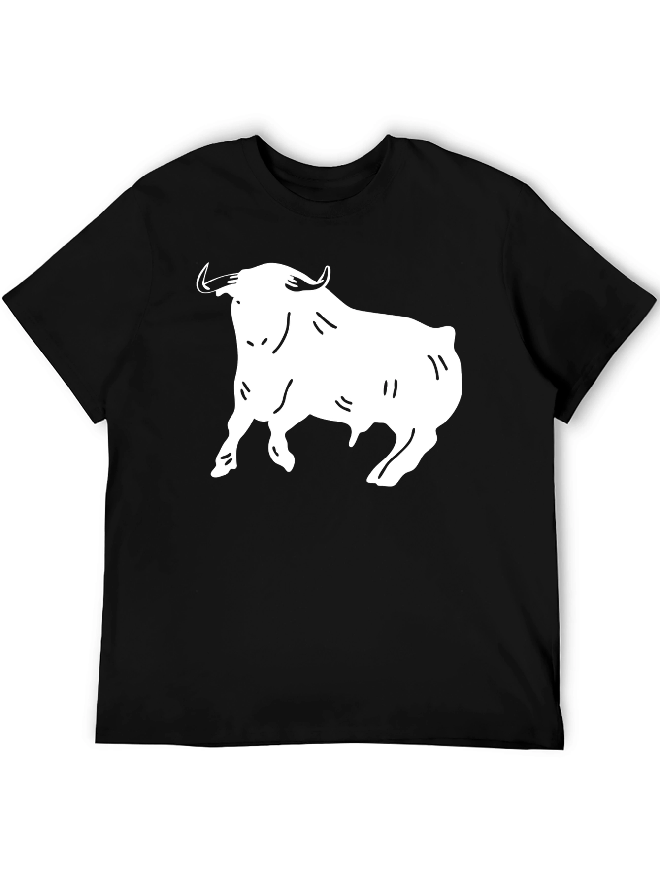 Black T-Shirt with White Bull Graphic