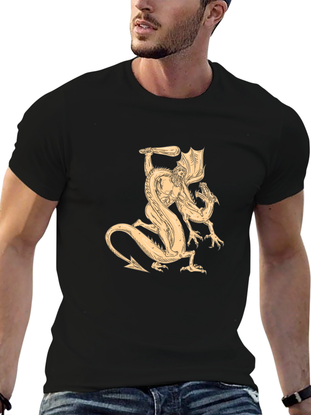 Mythical Beast Tee - Hero vs. Dragon Graphic