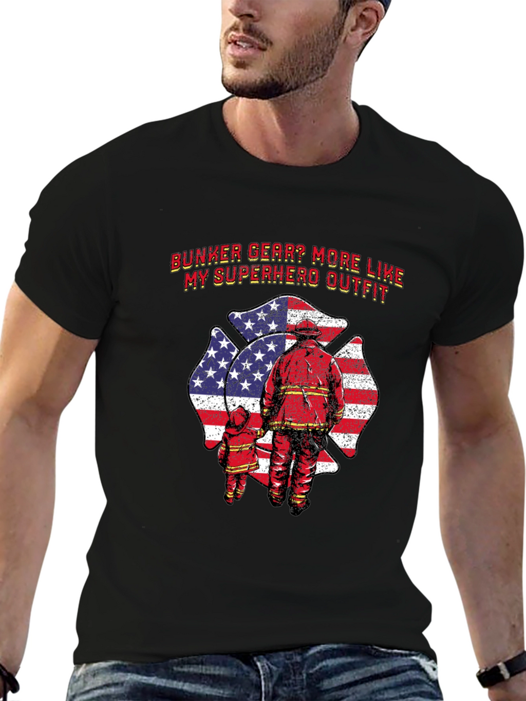 Firefighter Dad & Child T-Shirt - Superhero Outfit