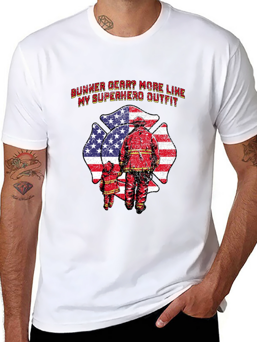Firefighter Dad & Child T-Shirt - Superhero Outfit