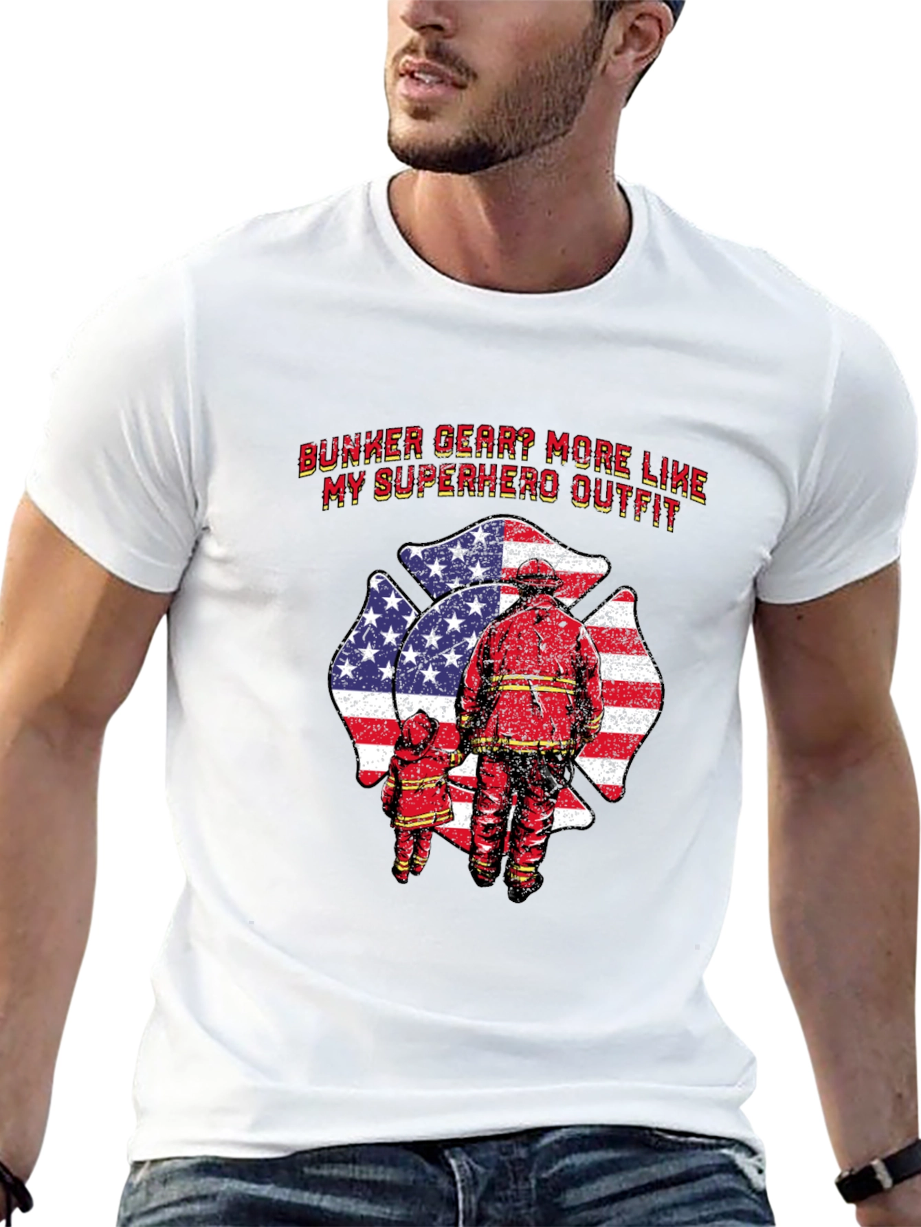 Firefighter Dad & Child T-Shirt - Superhero Outfit