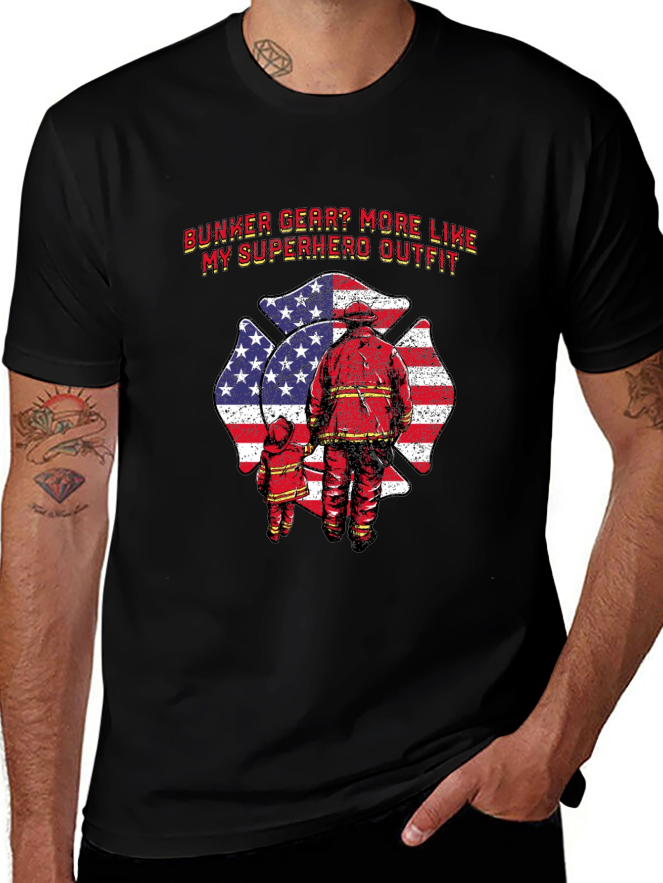 Firefighter Dad & Child T-Shirt - Superhero Outfit