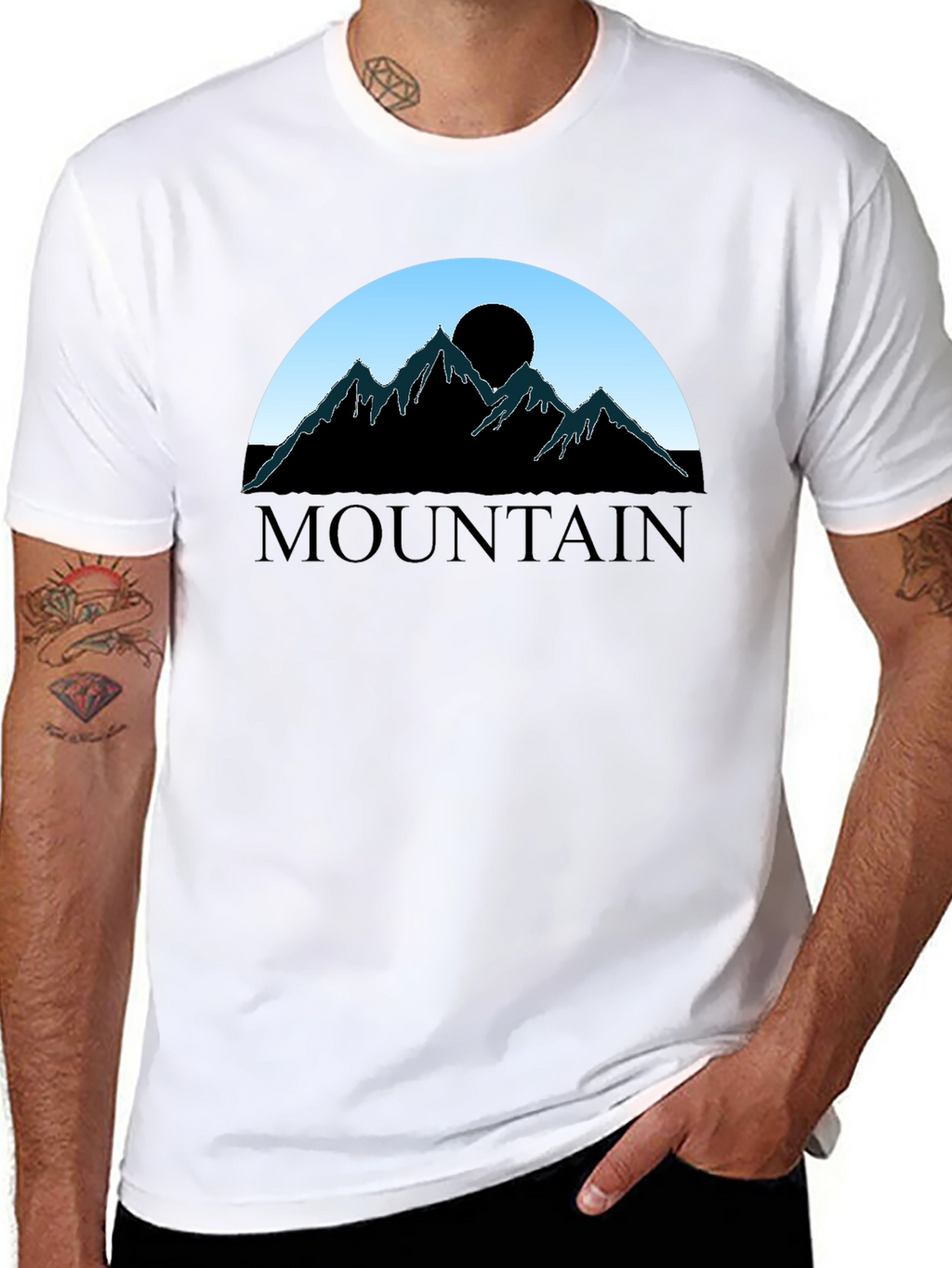 Mountain Silhouette Graphic Tee - Black Cotton Blend