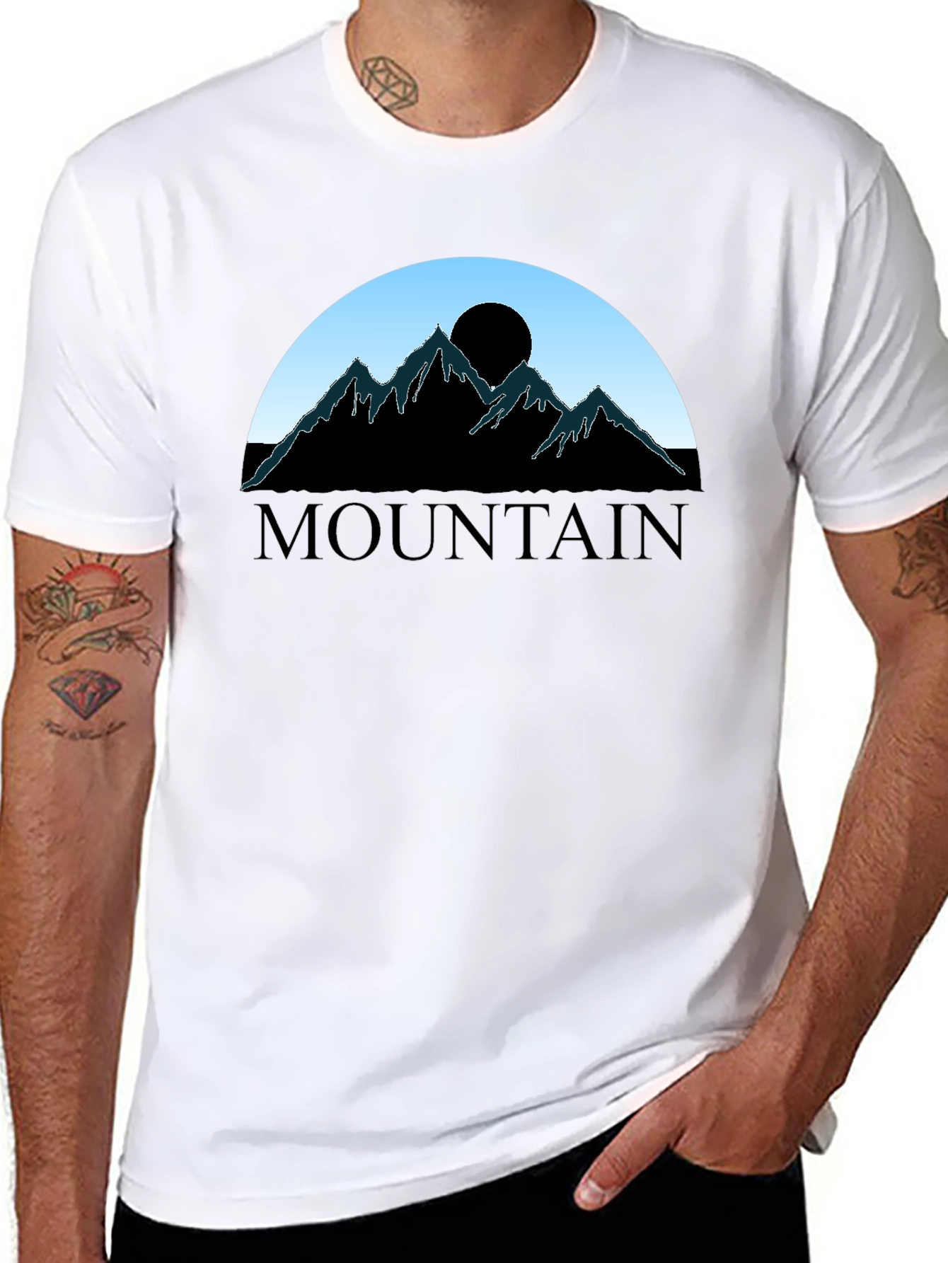 Mountain Silhouette Graphic Tee - Black Cotton Blend