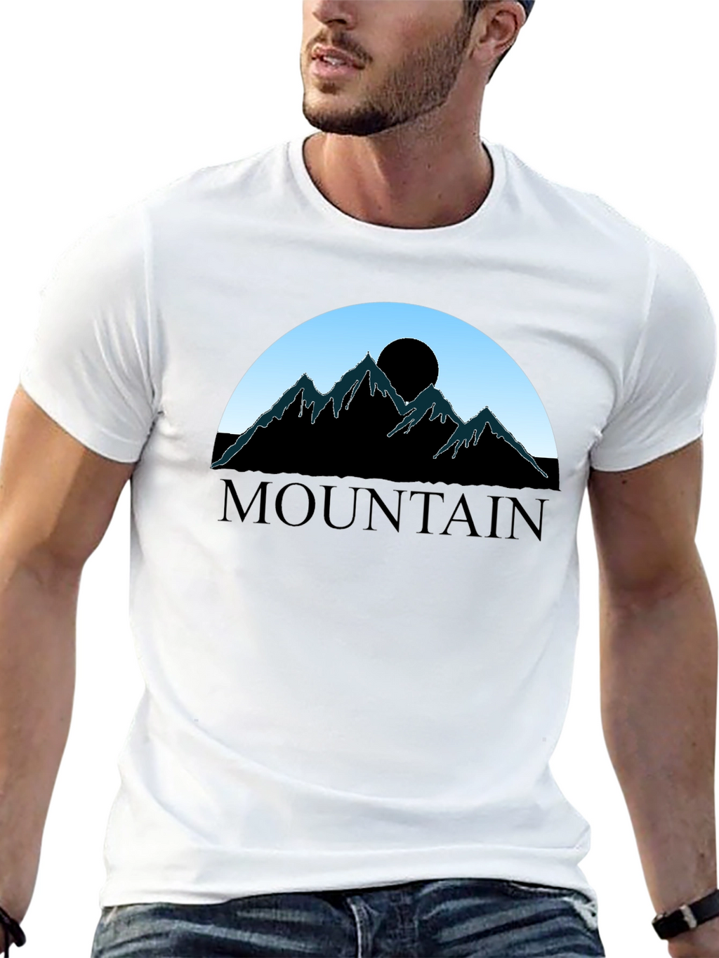 Mountain Silhouette Graphic Tee - Black Cotton Blend