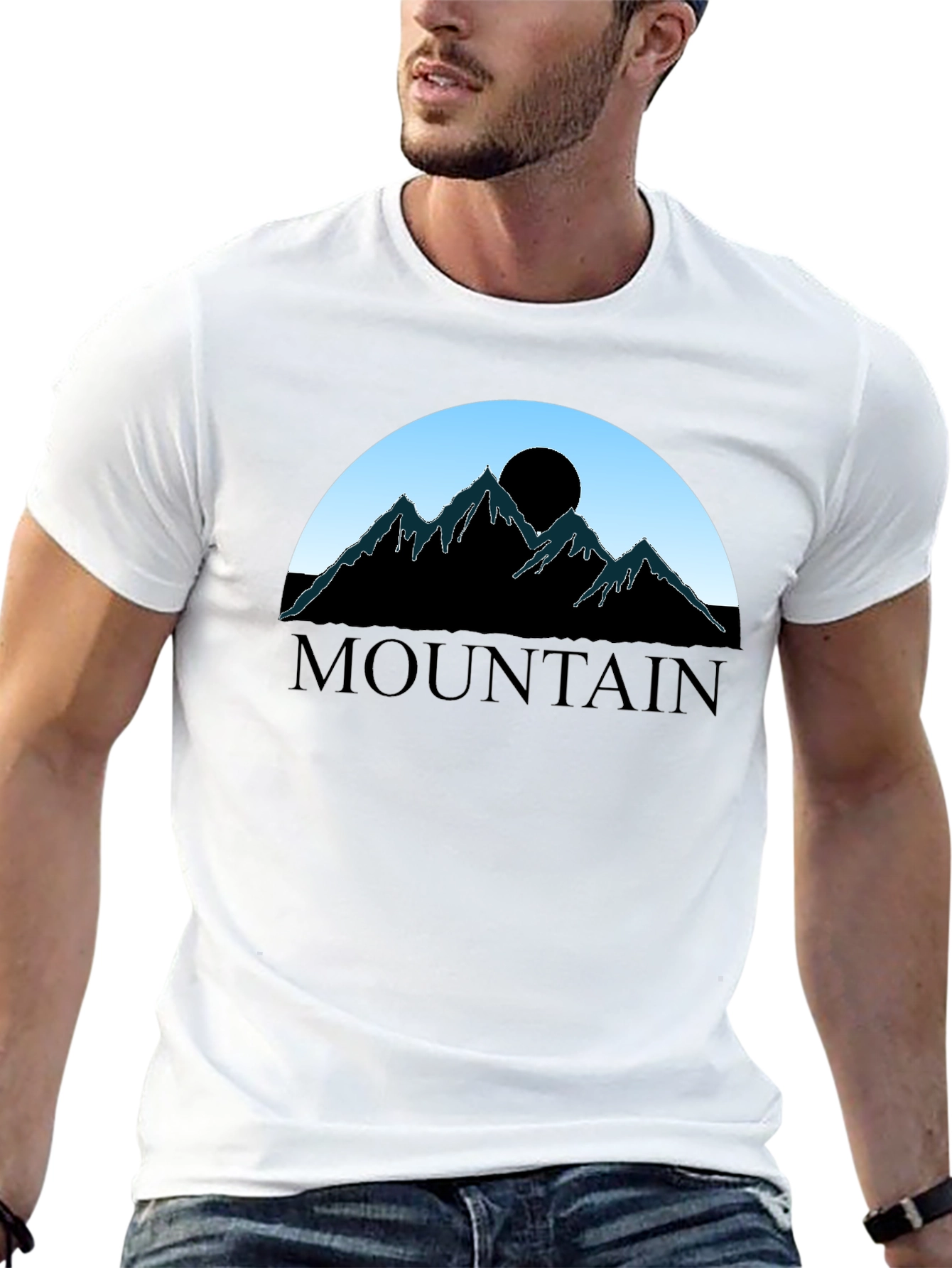 Mountain Silhouette Graphic Tee - Black Cotton Blend
