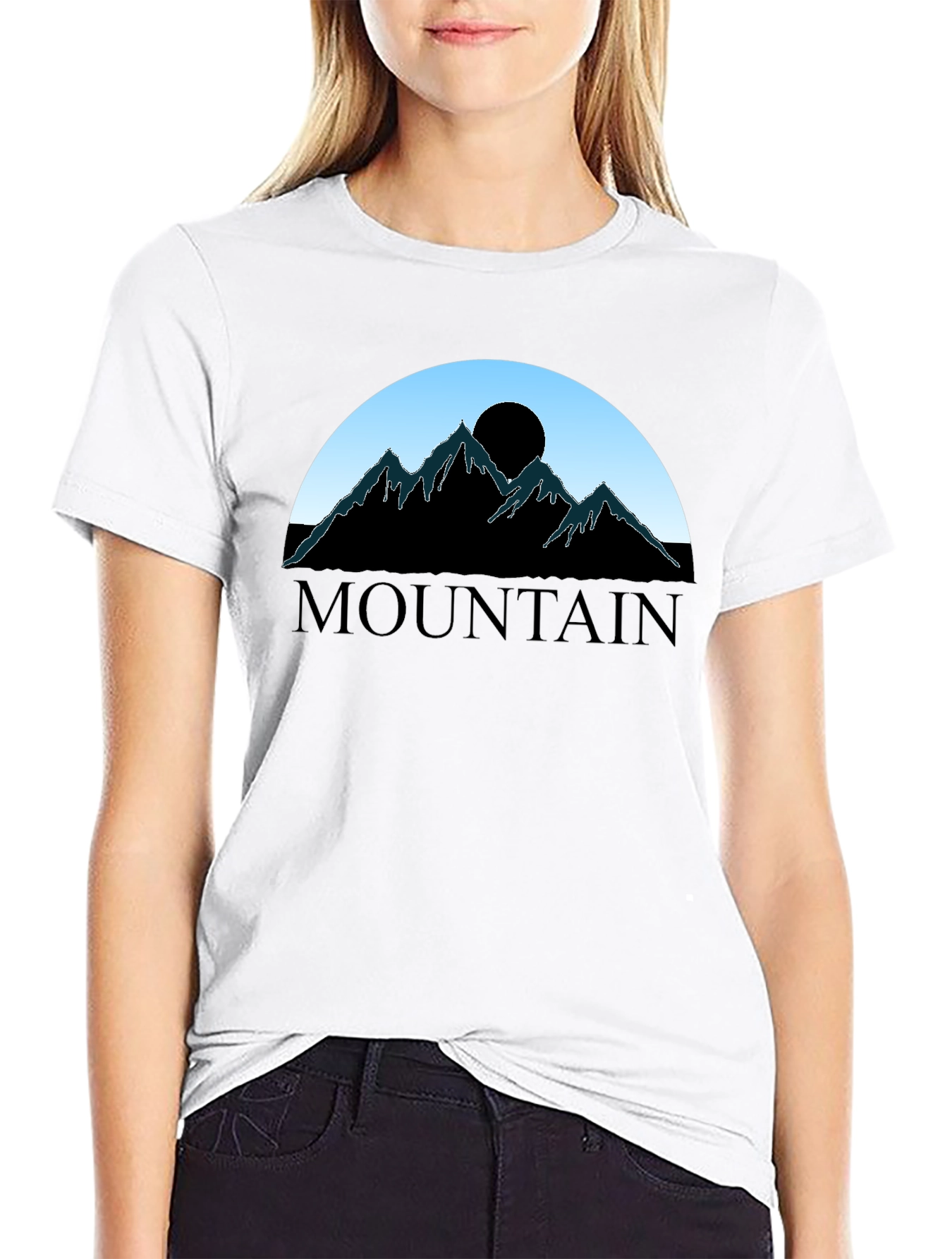 Mountain Silhouette Graphic Tee - Black Cotton Blend