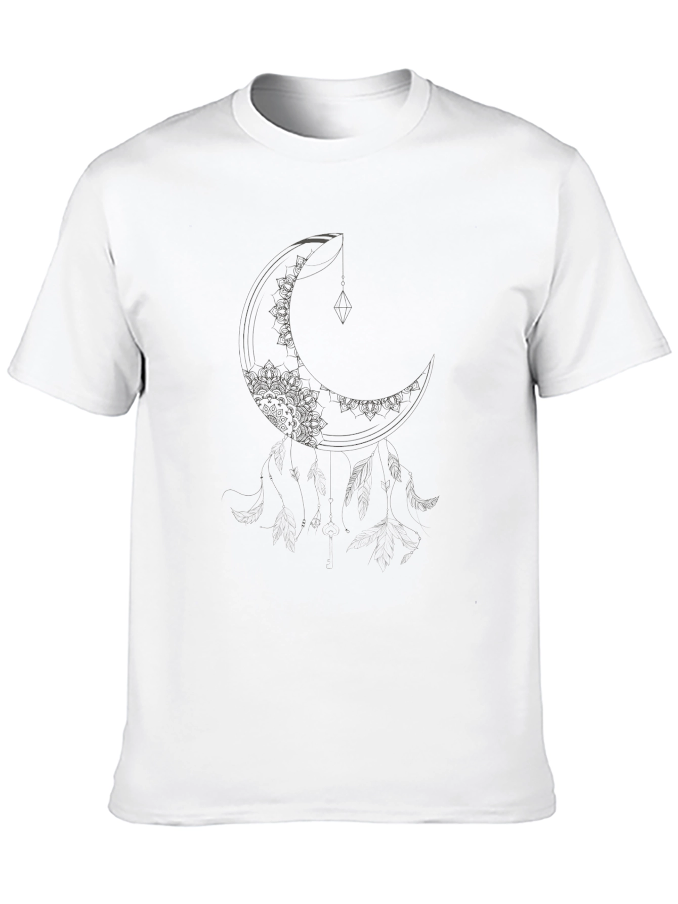 Crescent Moon Graphic Tee - Black Casual T-Shirt