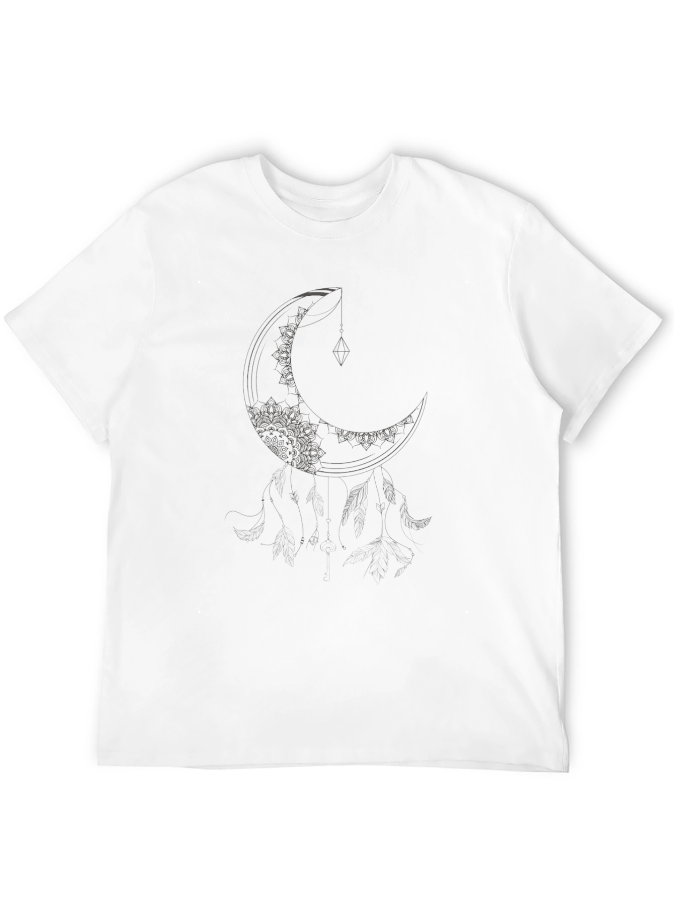Crescent Moon Graphic Tee - Black Casual T-Shirt