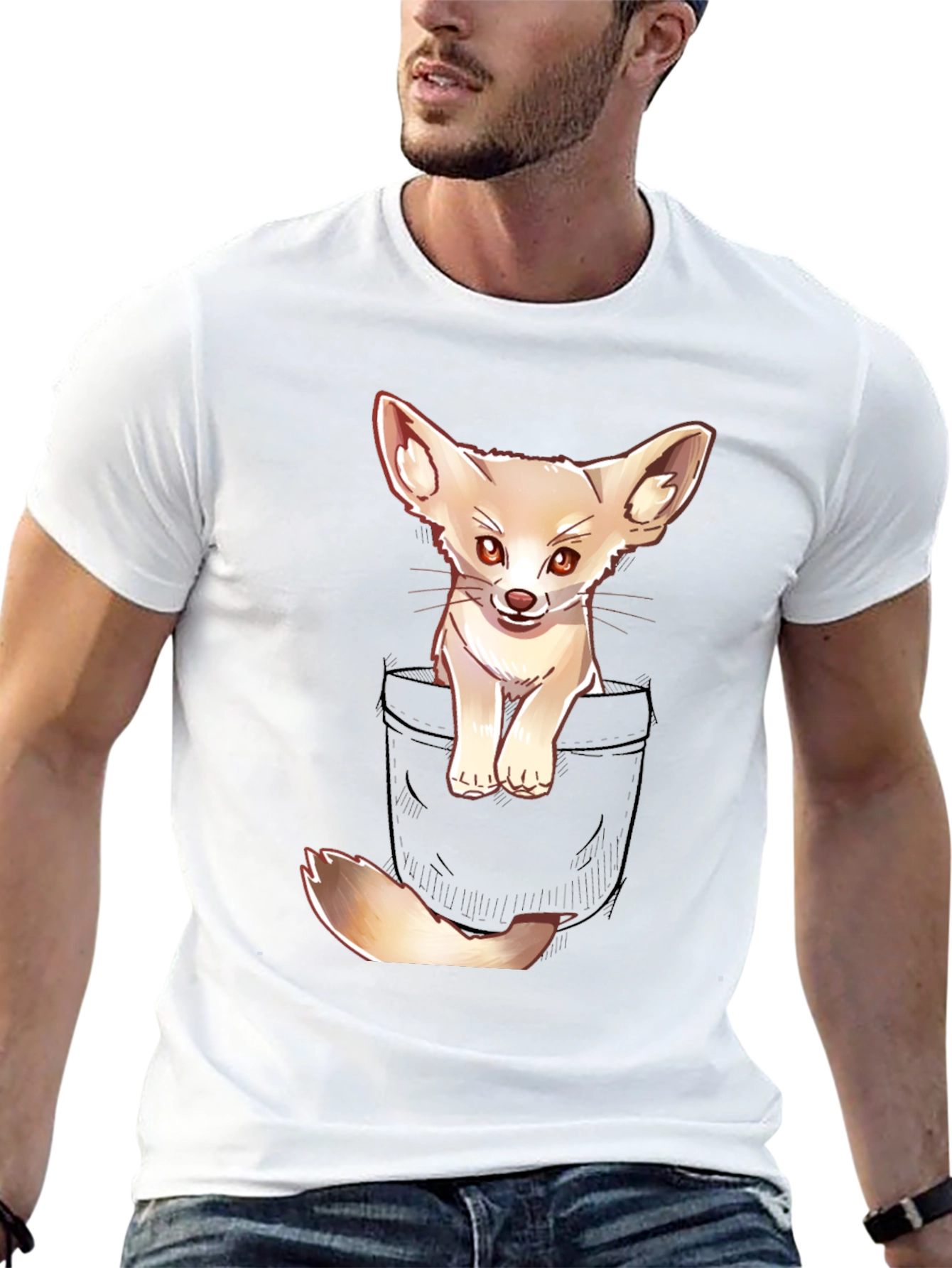 Cute Fennec Fox Pocket T-Shirt
