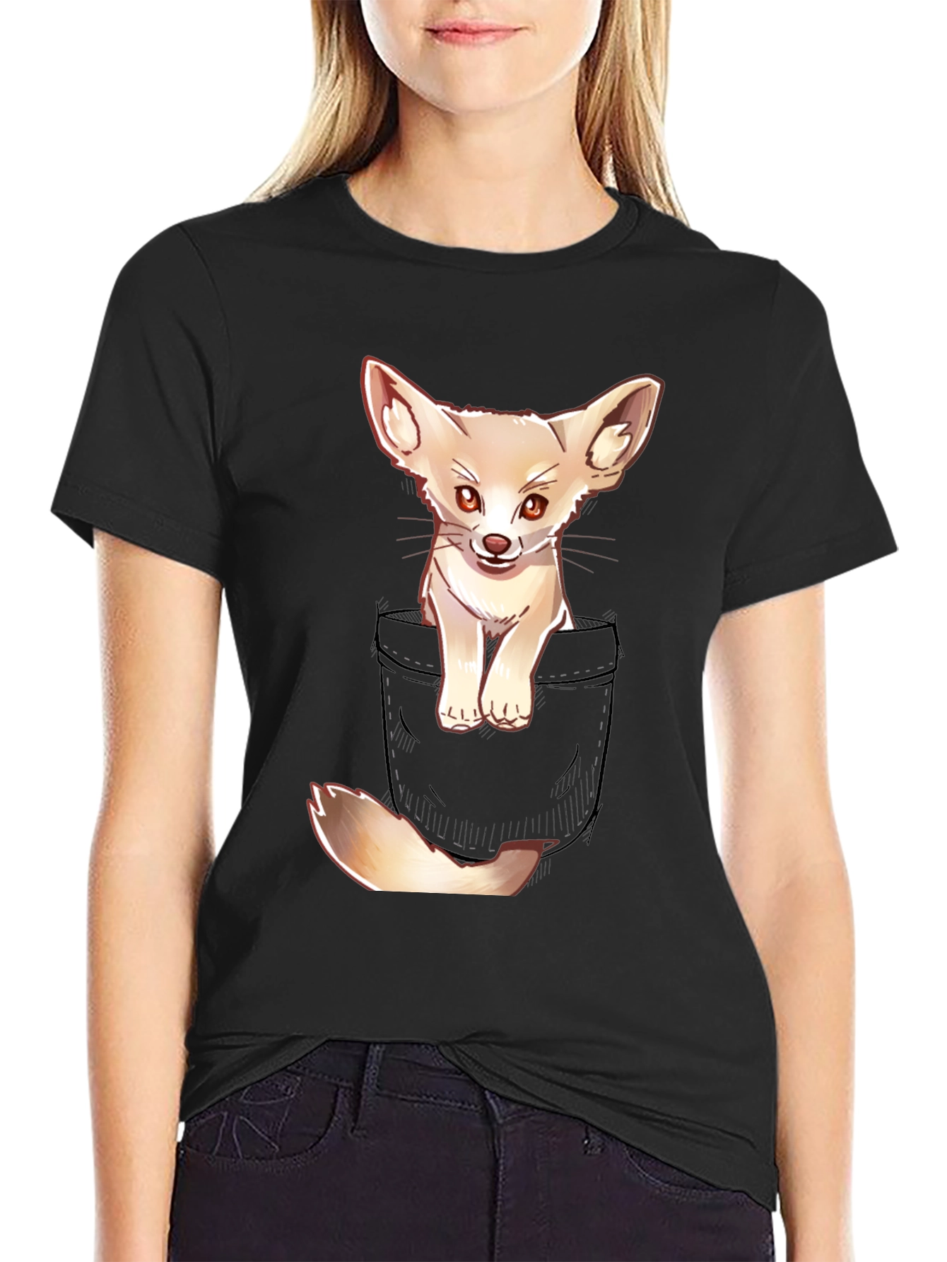 Cute Fennec Fox Pocket T-Shirt