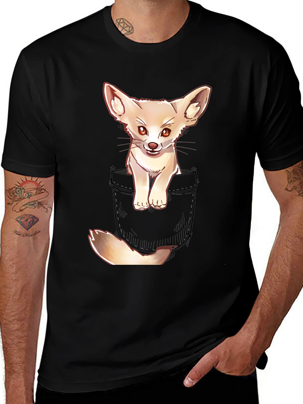 Cute Fennec Fox Pocket T-Shirt