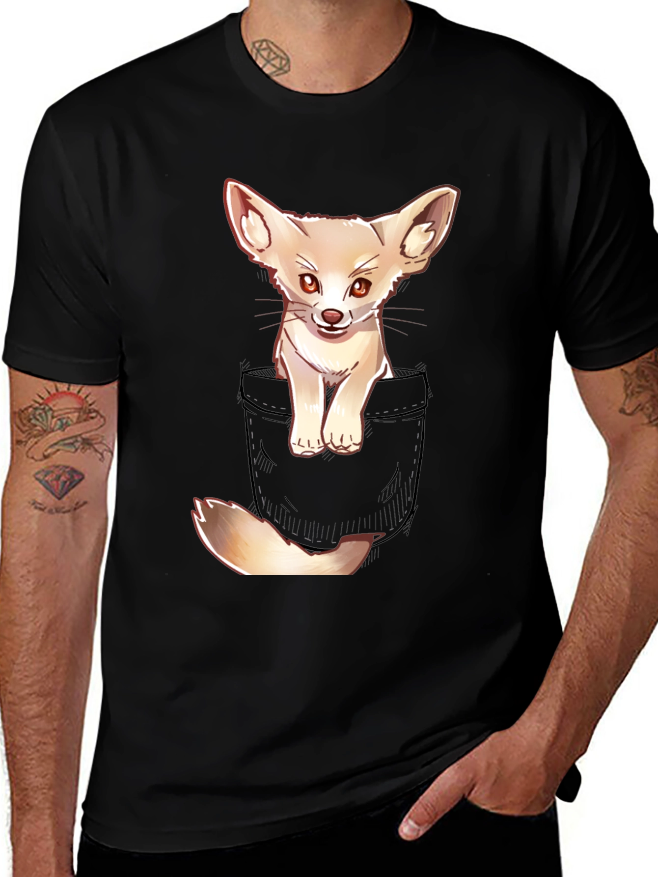 Cute Fennec Fox Pocket T-Shirt