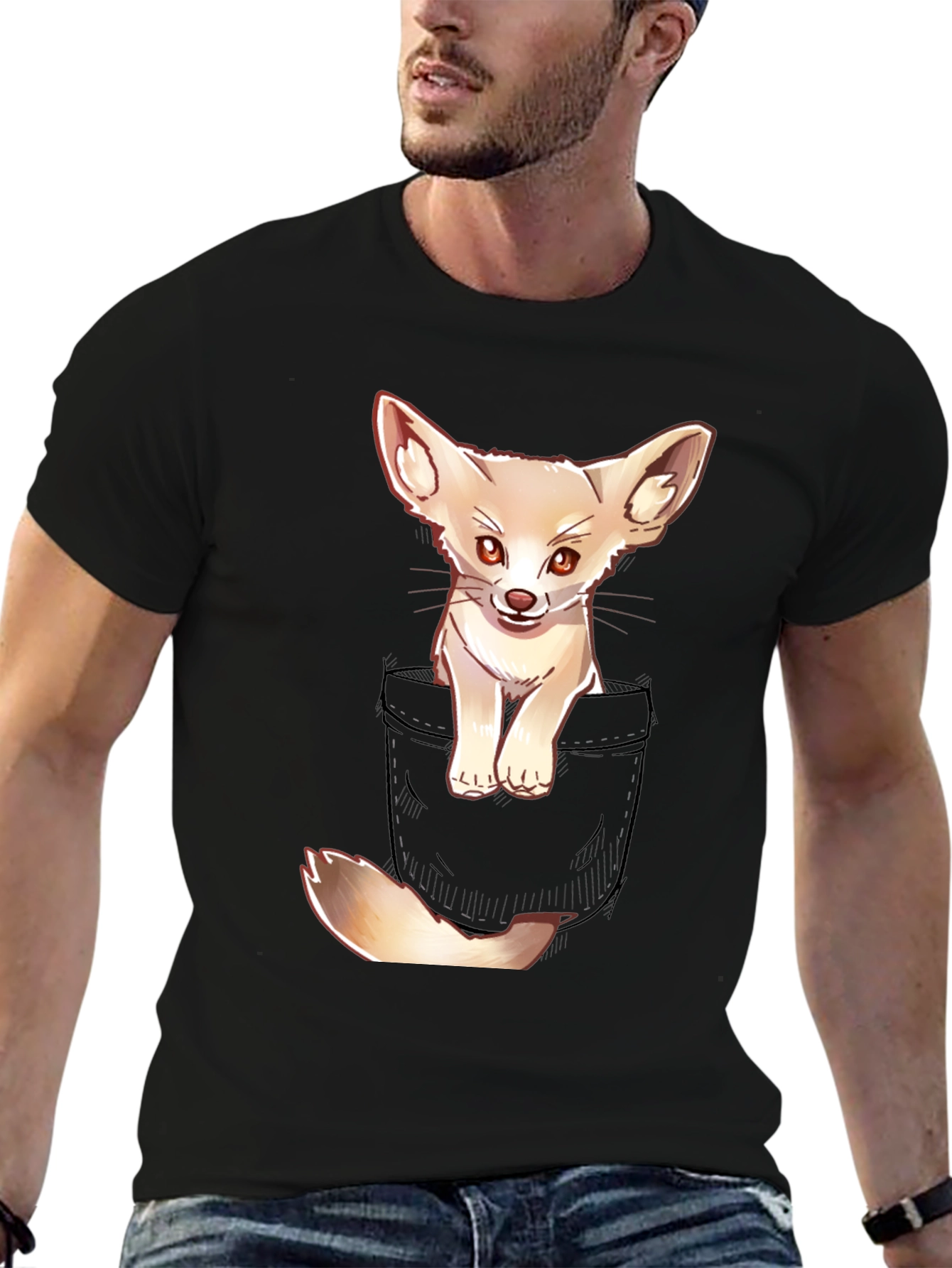 Cute Fennec Fox Pocket T-Shirt