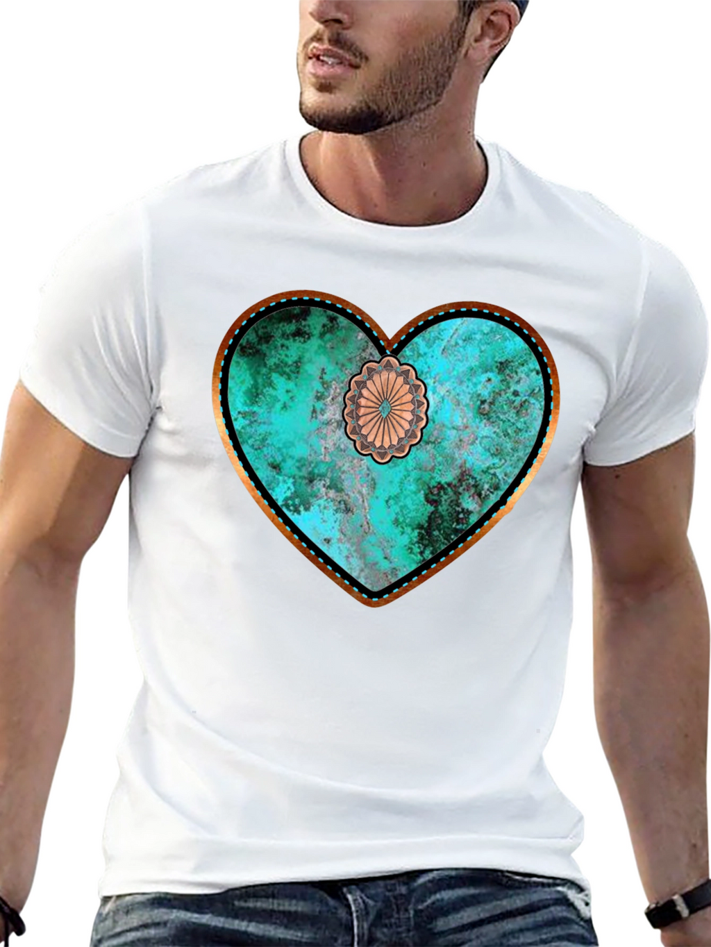 Rustic Turquoise Heart Graphic Tee