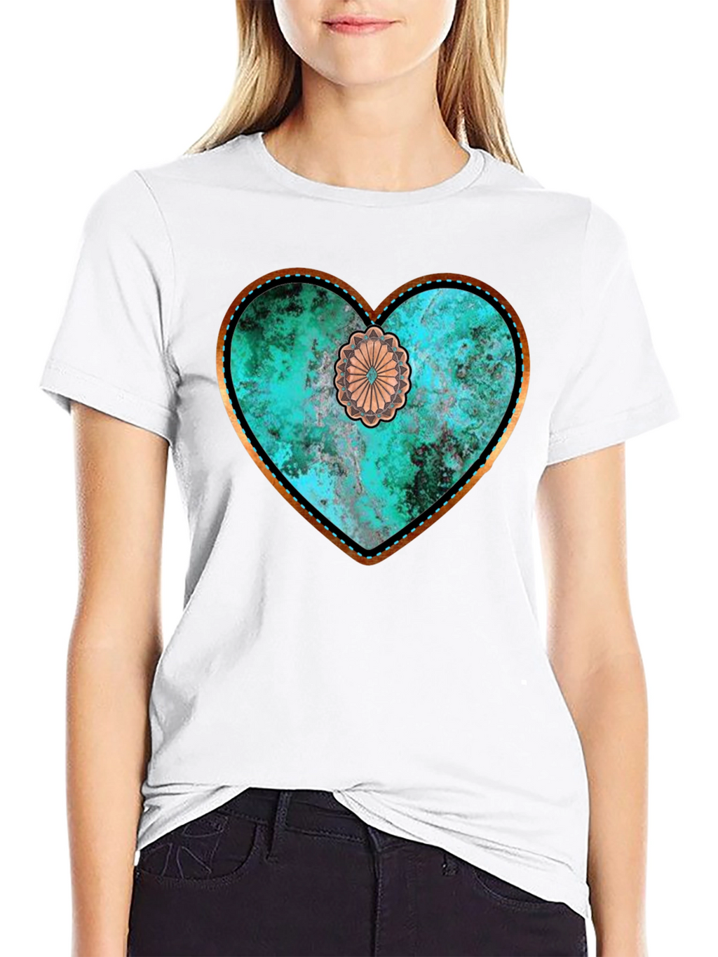 Rustic Turquoise Heart Graphic Tee