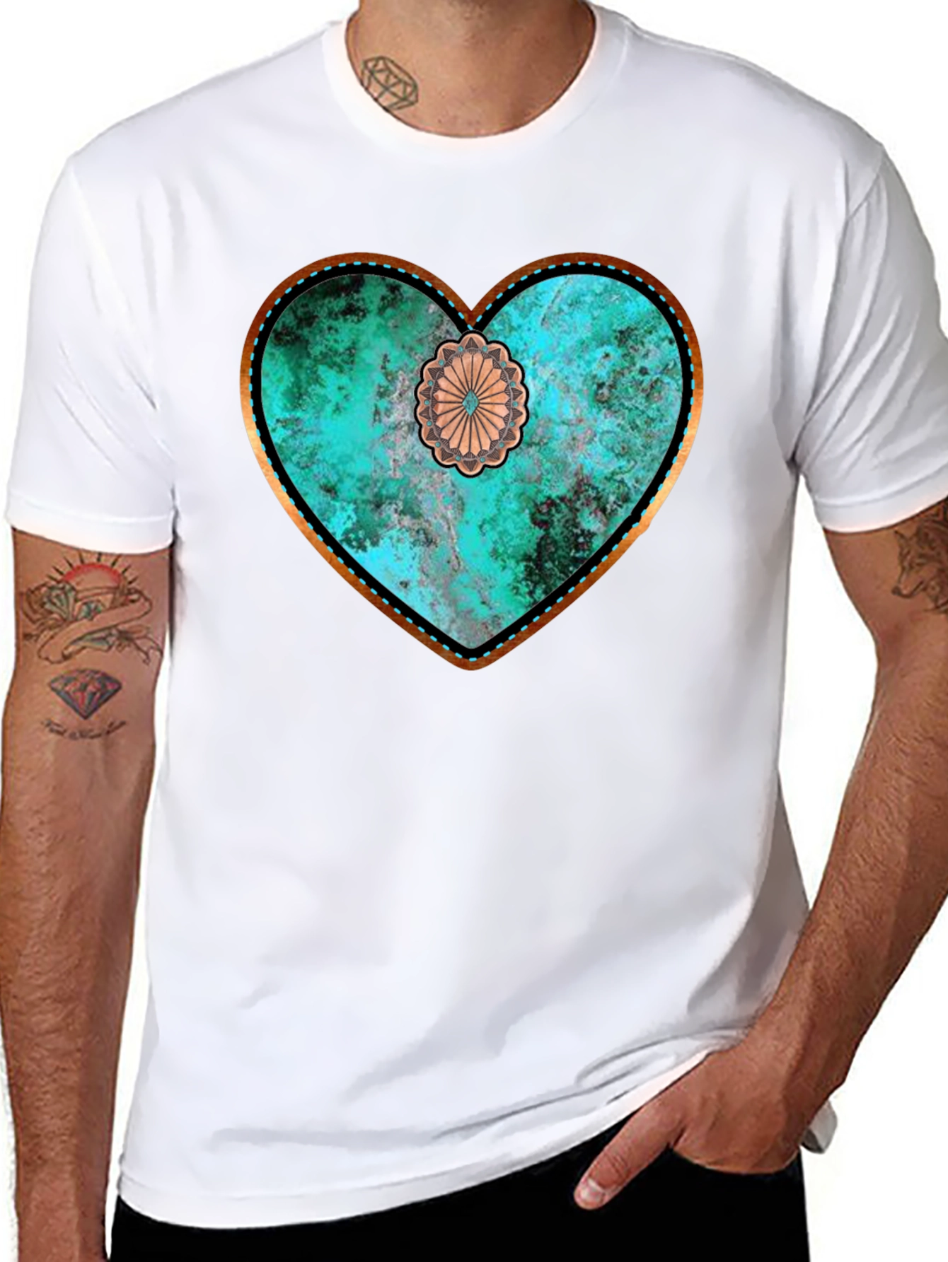 Rustic Turquoise Heart Graphic Tee