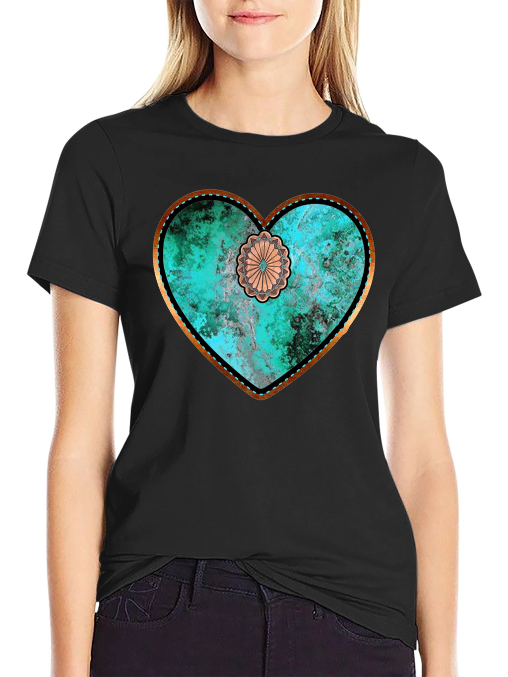 Rustic Turquoise Heart Graphic Tee
