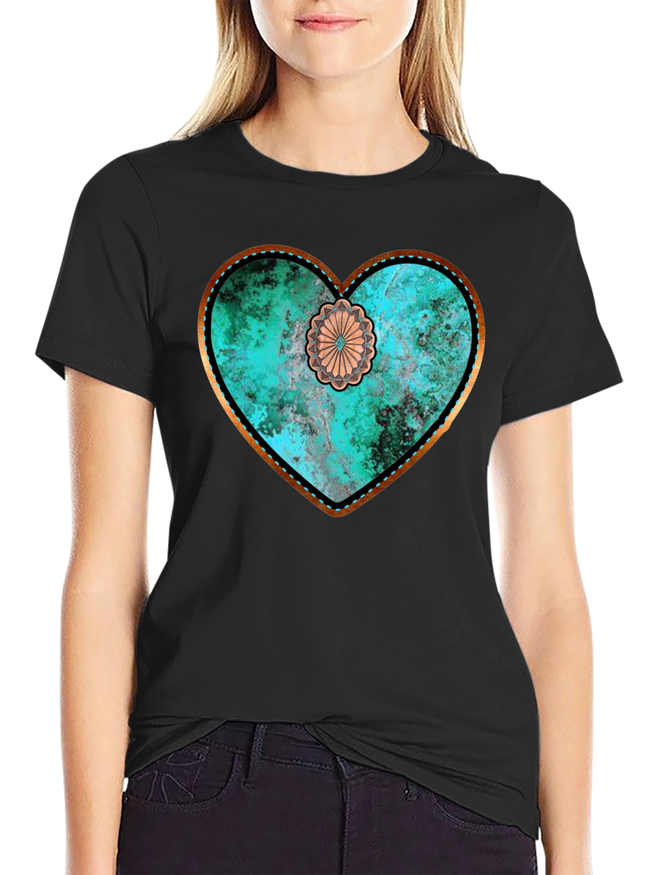 Rustic Turquoise Heart Graphic Tee