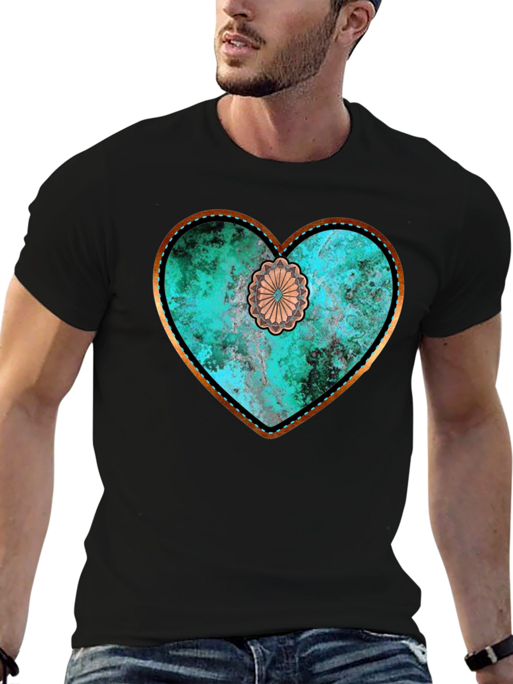 Rustic Turquoise Heart Graphic Tee