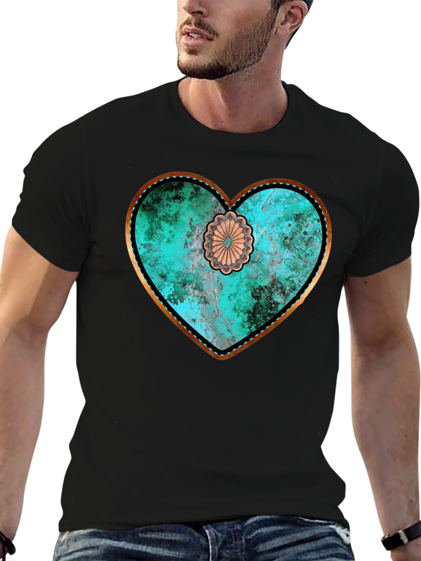 Rustic Turquoise Heart Graphic Tee