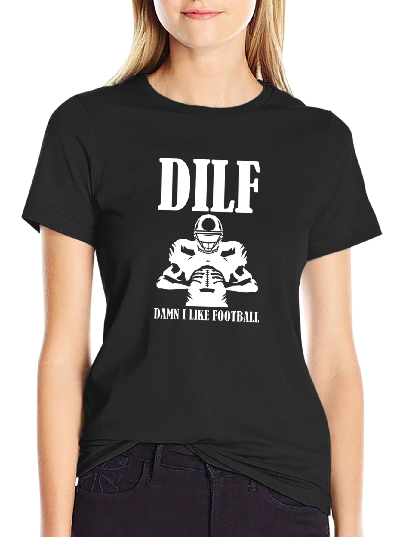 DILF Football Fan Black Tee Shirt