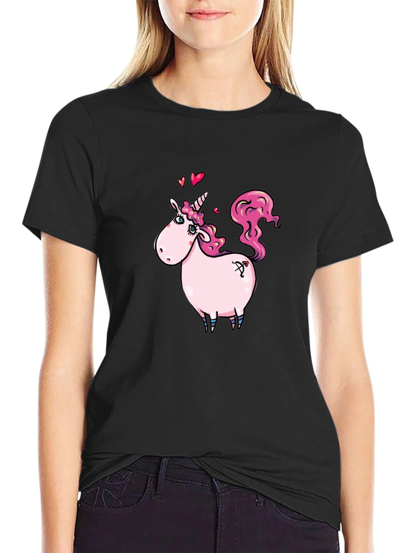 Unicorn Graphic T-Shirt - Cute Pink Cartoon Tee