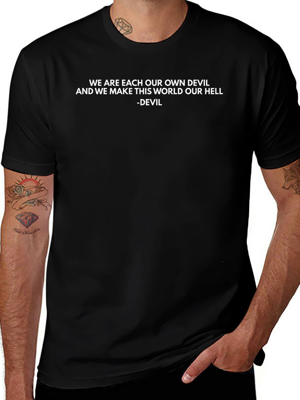 Devil Quote Black T-Shirt - Unique Design