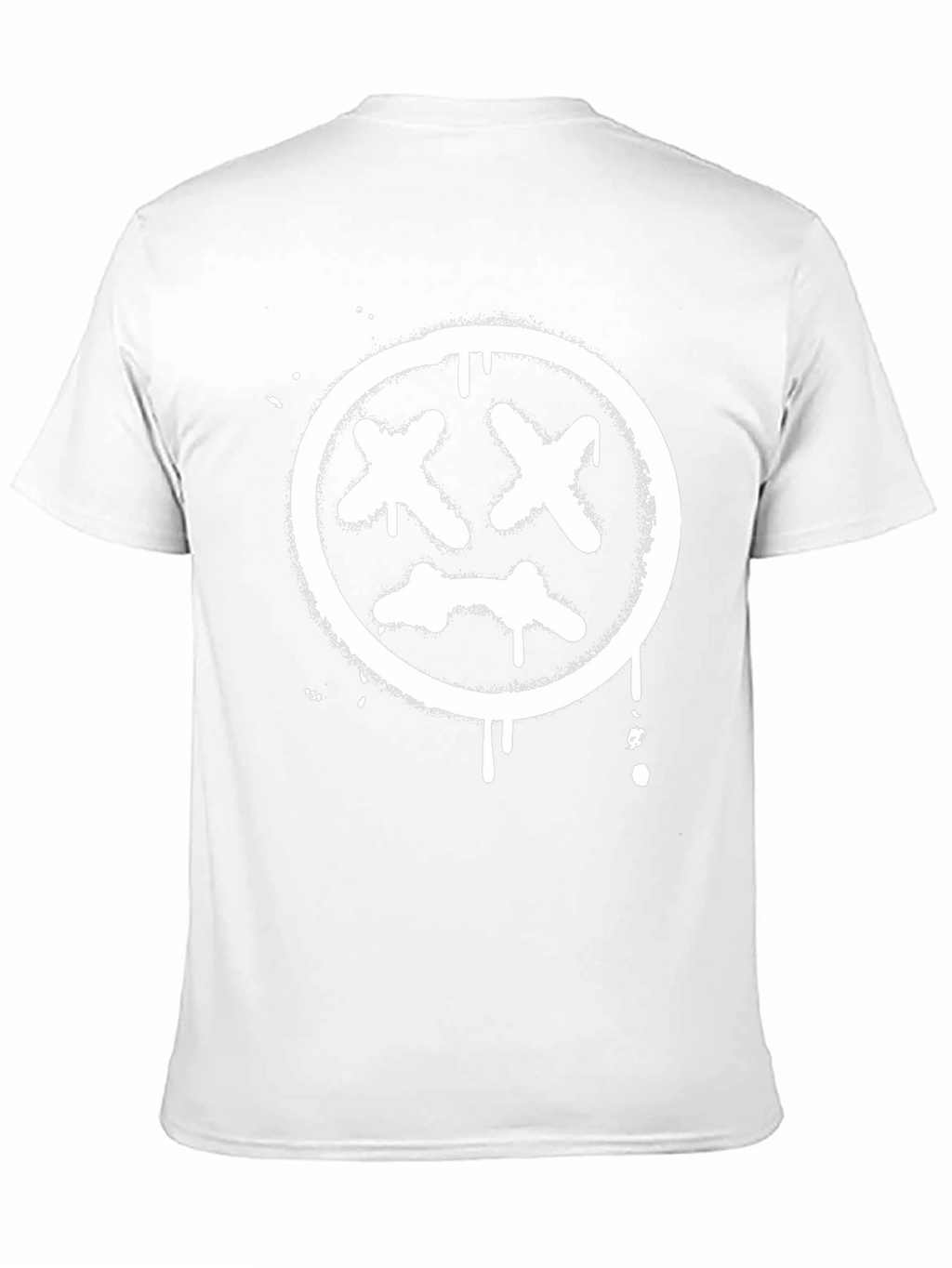 Black Tee with White Distressed X-Eyes Smiley Face