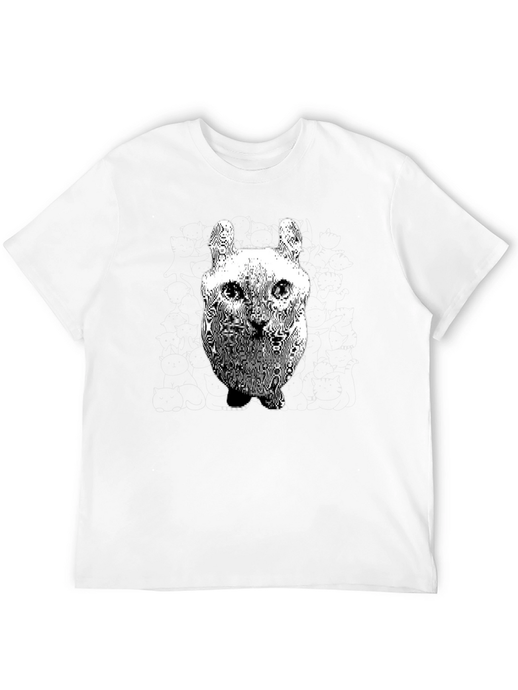 Cool Distorted Cat Graphic Black T-Shirt