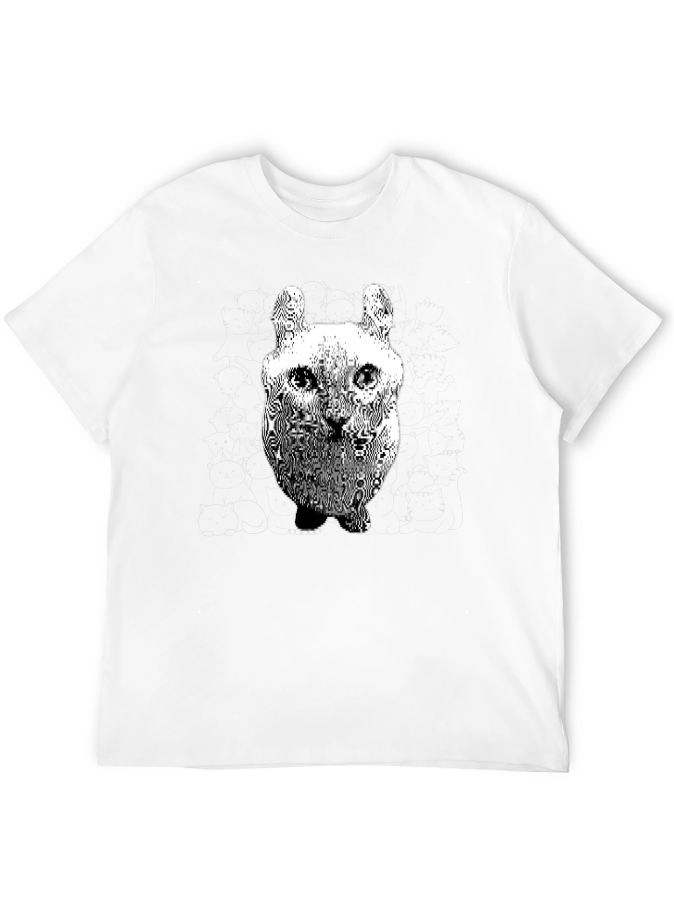 Cool Distorted Cat Graphic Black T-Shirt