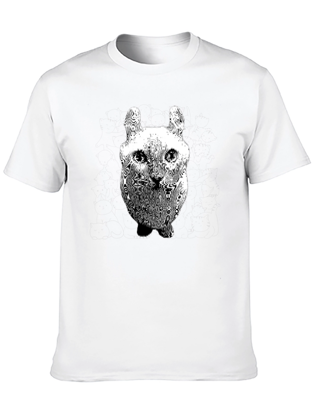 Cool Distorted Cat Graphic Black T-Shirt