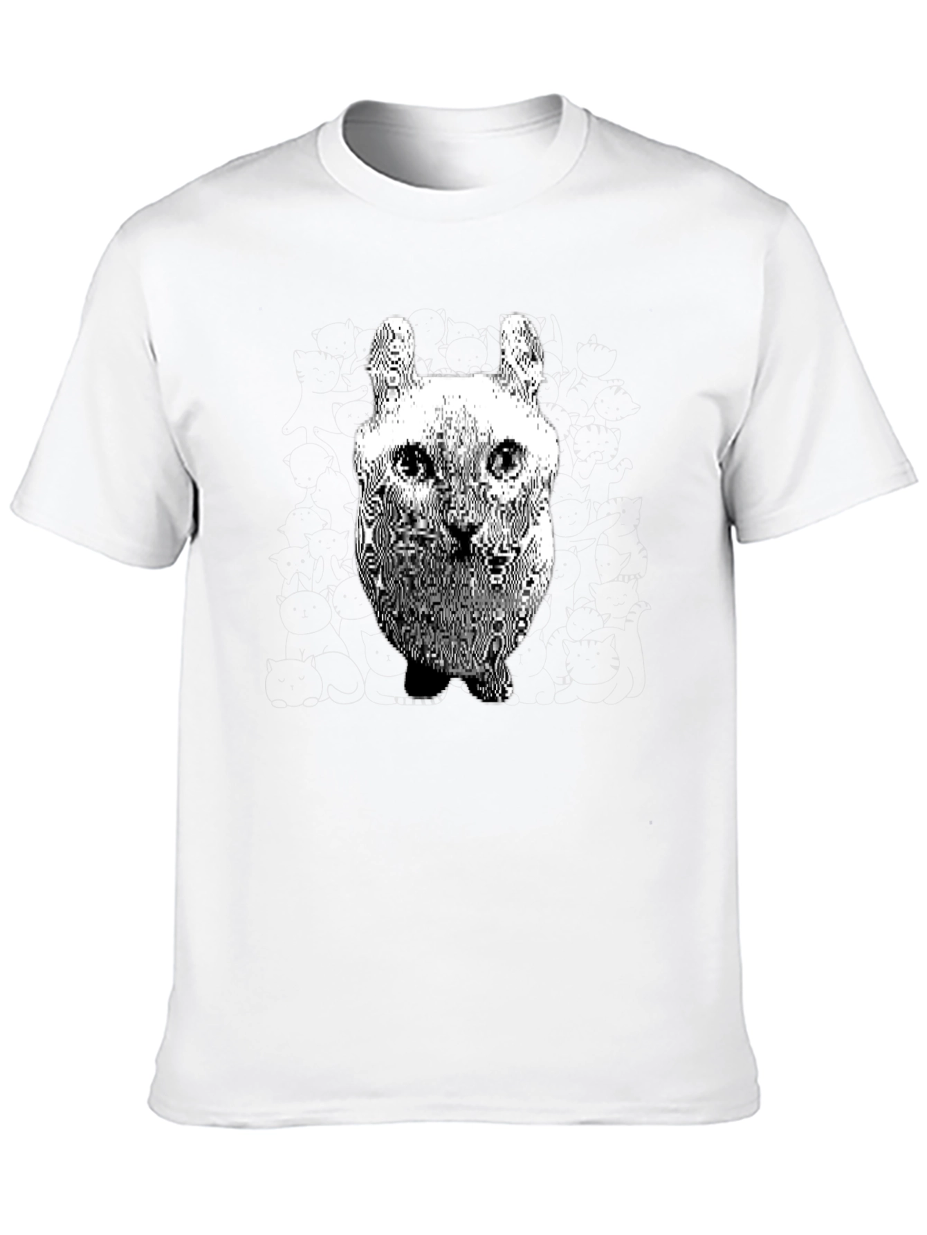 Cool Distorted Cat Graphic Black T-Shirt