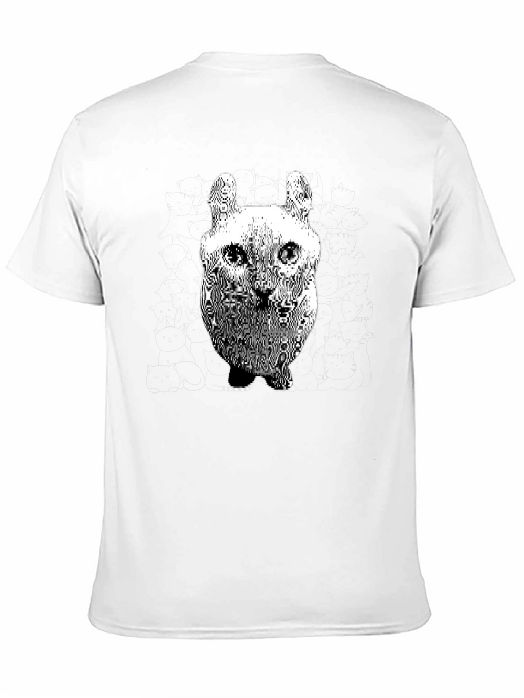 Cool Distorted Cat Graphic Black T-Shirt