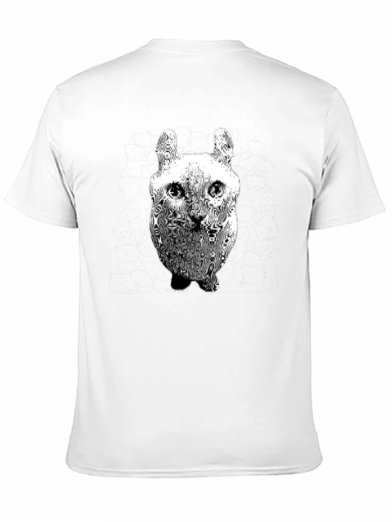 Cool Distorted Cat Graphic Black T-Shirt