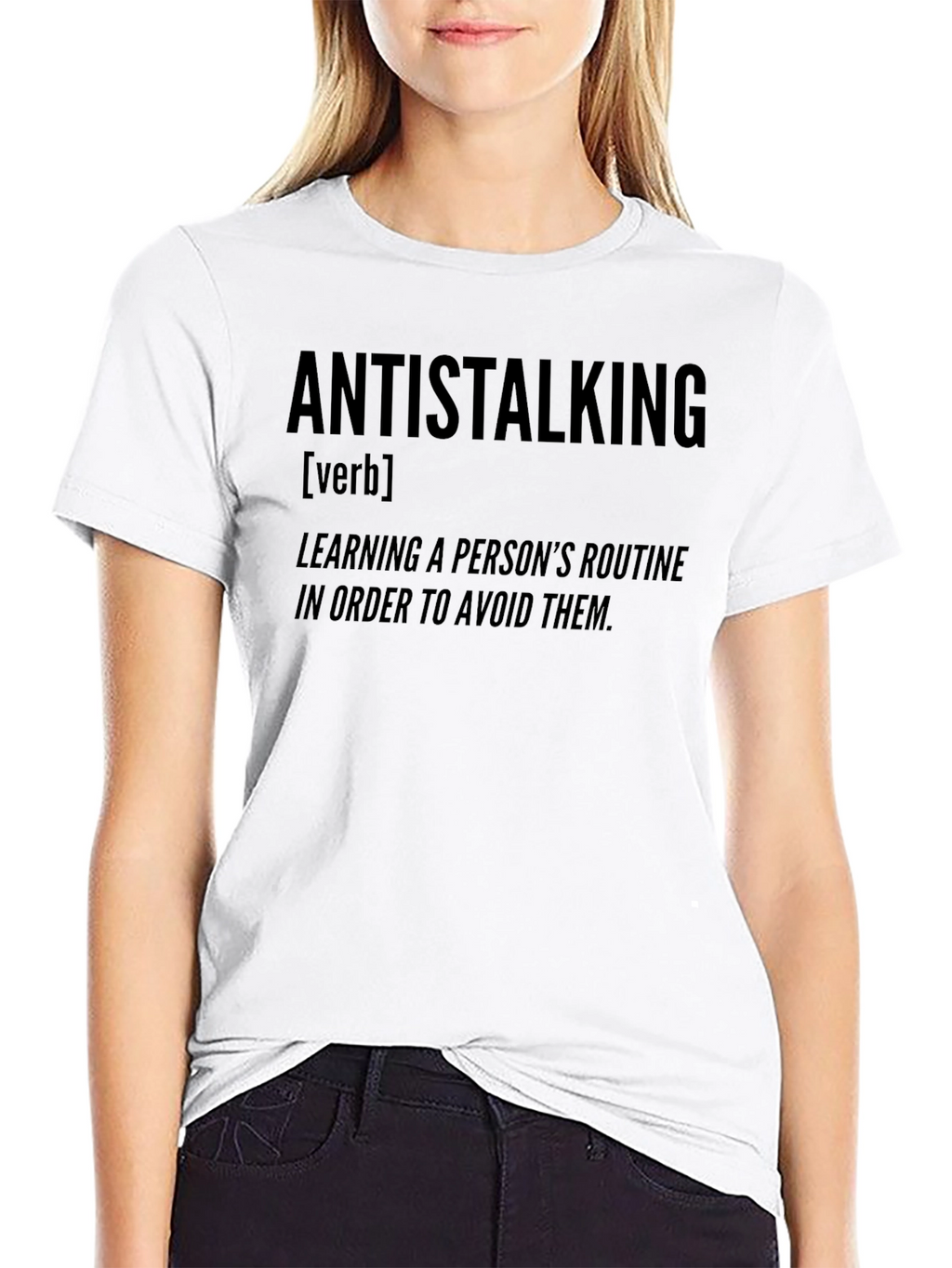 Antistalking Verb Definition Graphic Tee - Black