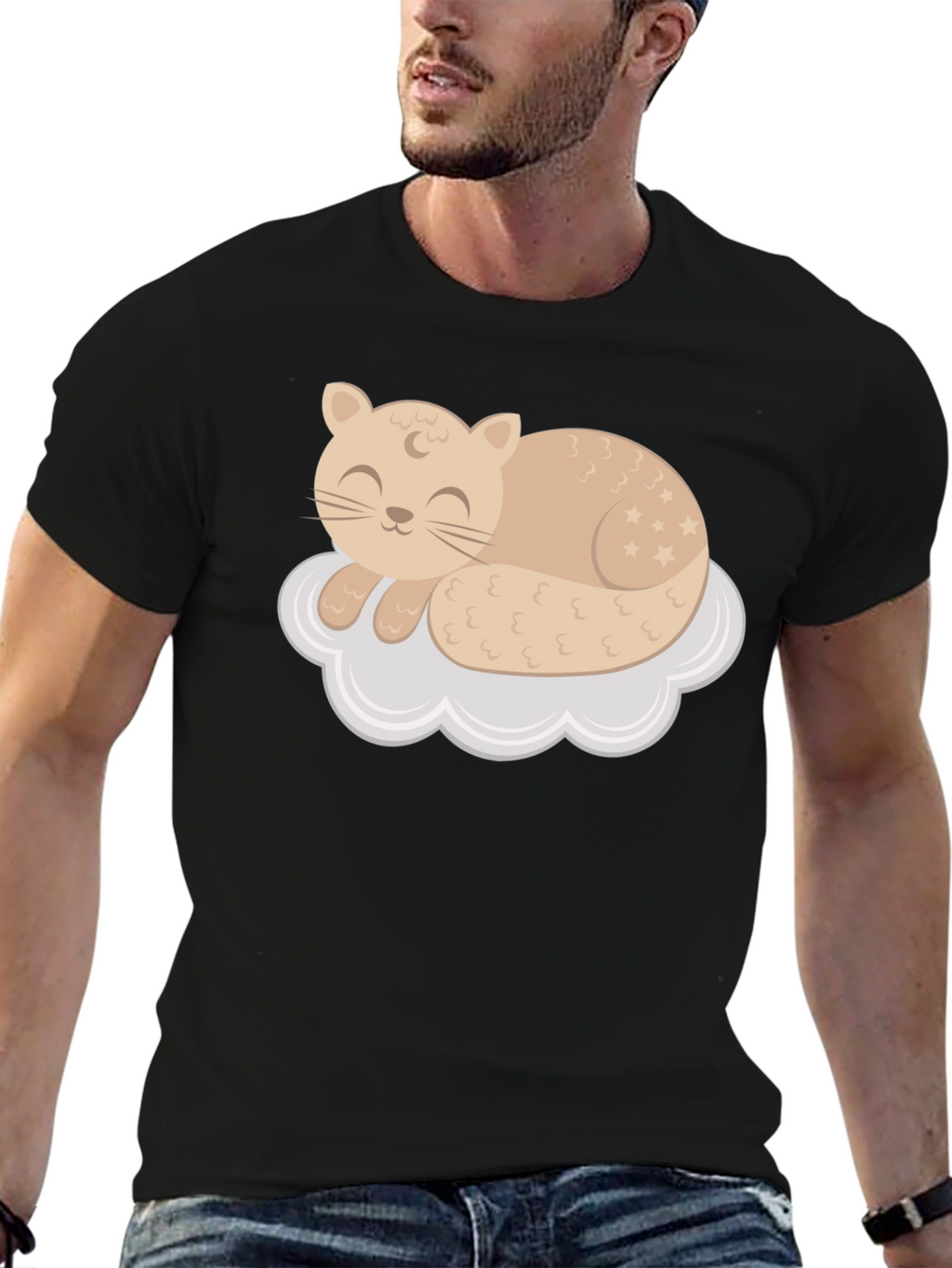 Cute Cat Sleeping on Cloud T-Shirt