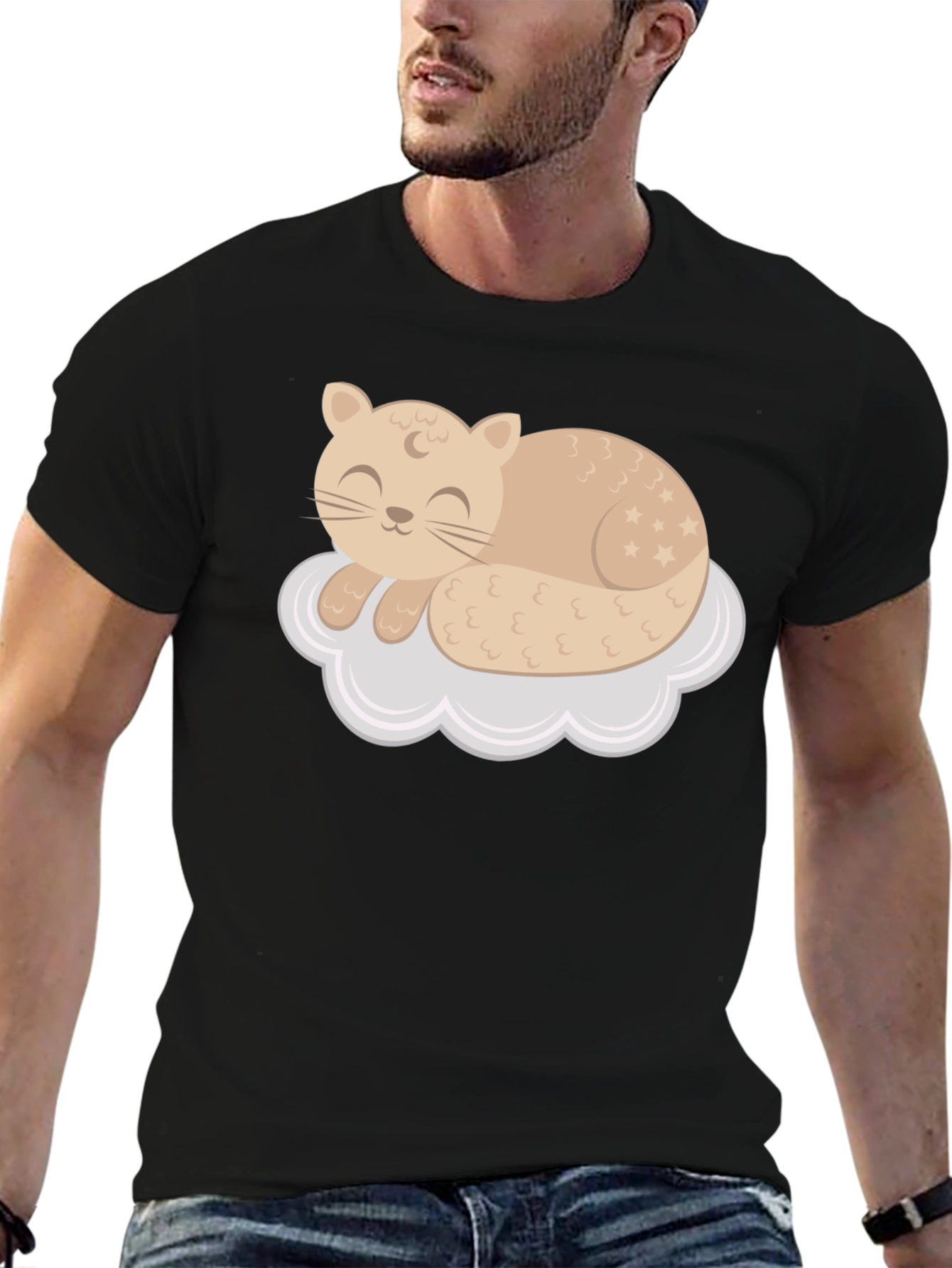Cute Cat Sleeping on Cloud T-Shirt