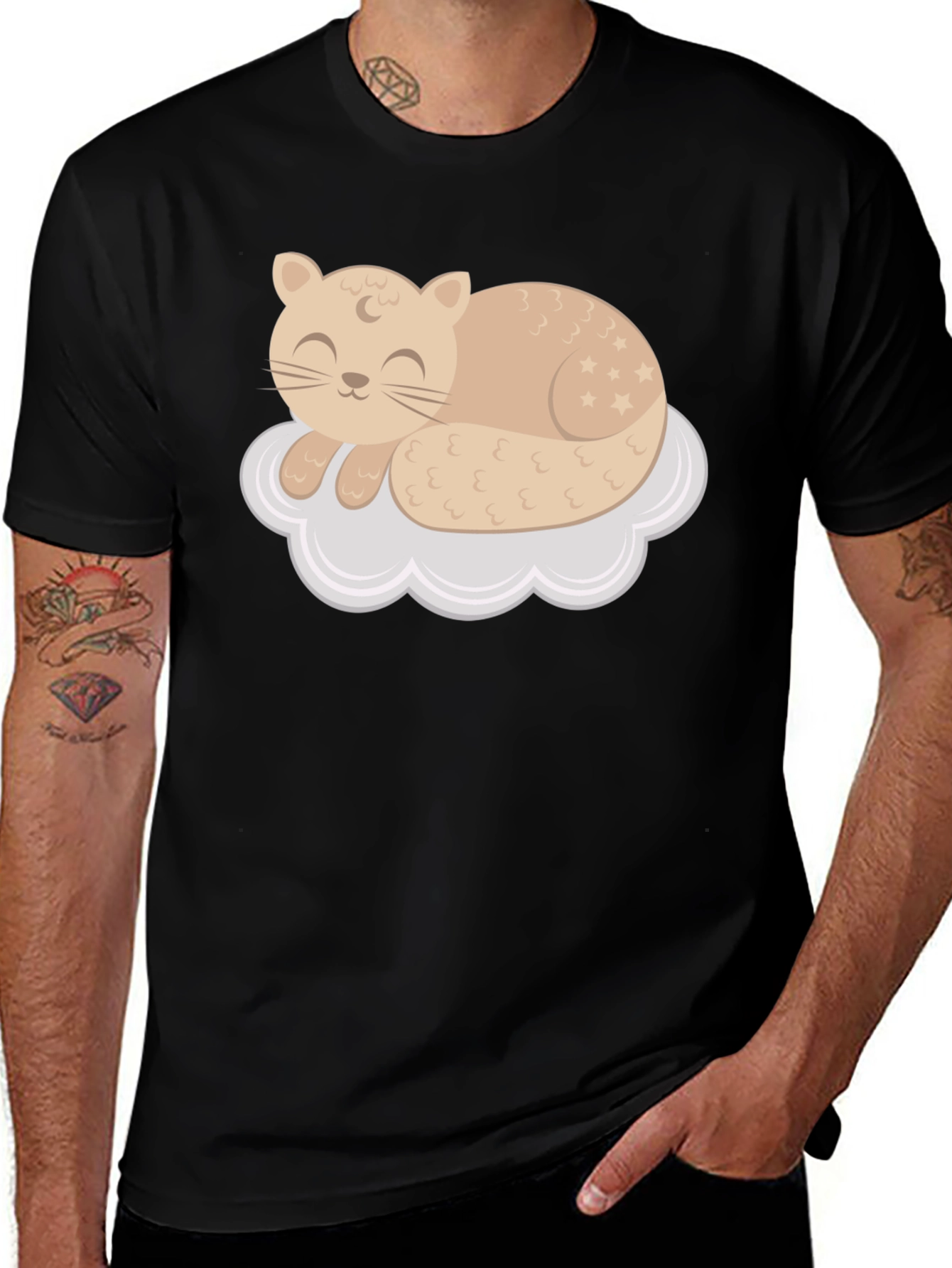 Cute Cat Sleeping on Cloud T-Shirt