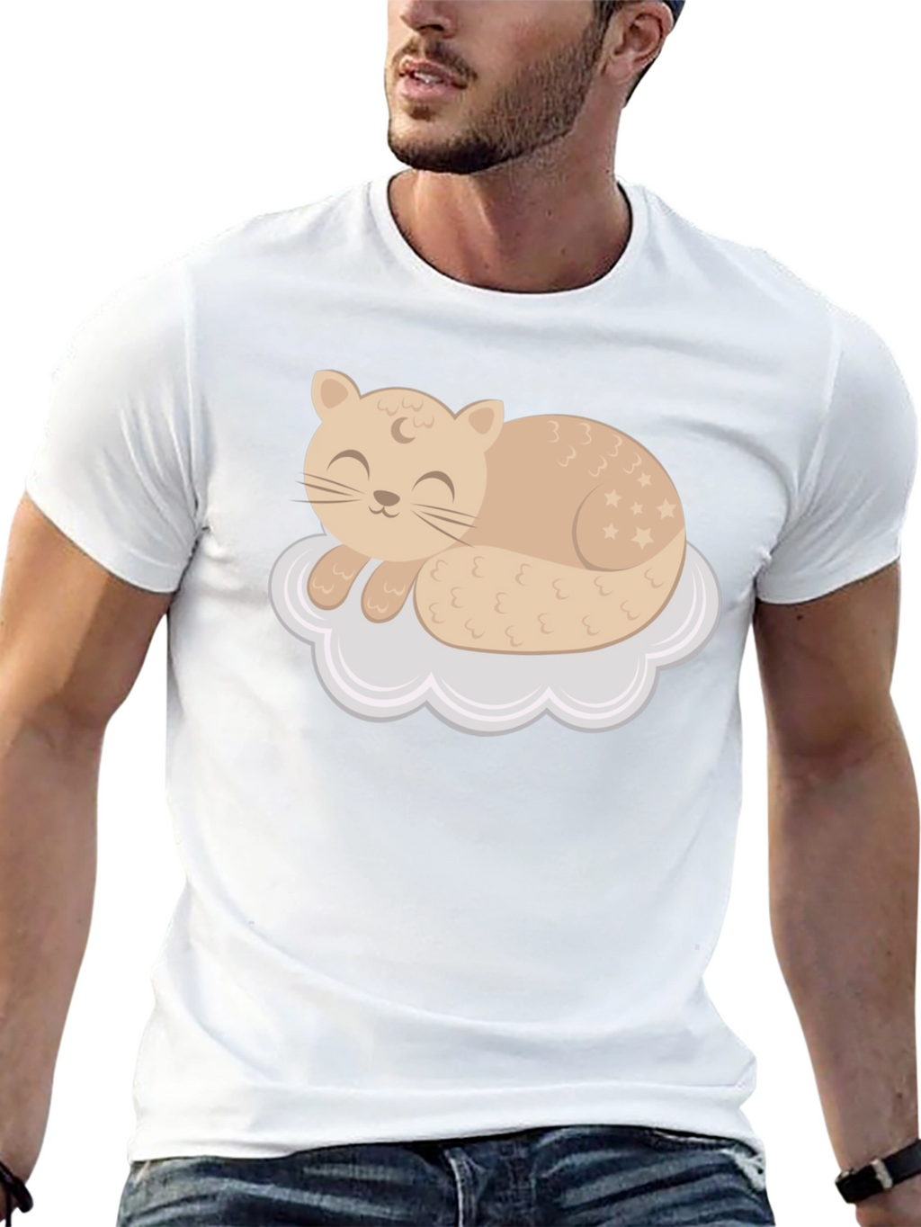 Cute Cat Sleeping on Cloud T-Shirt