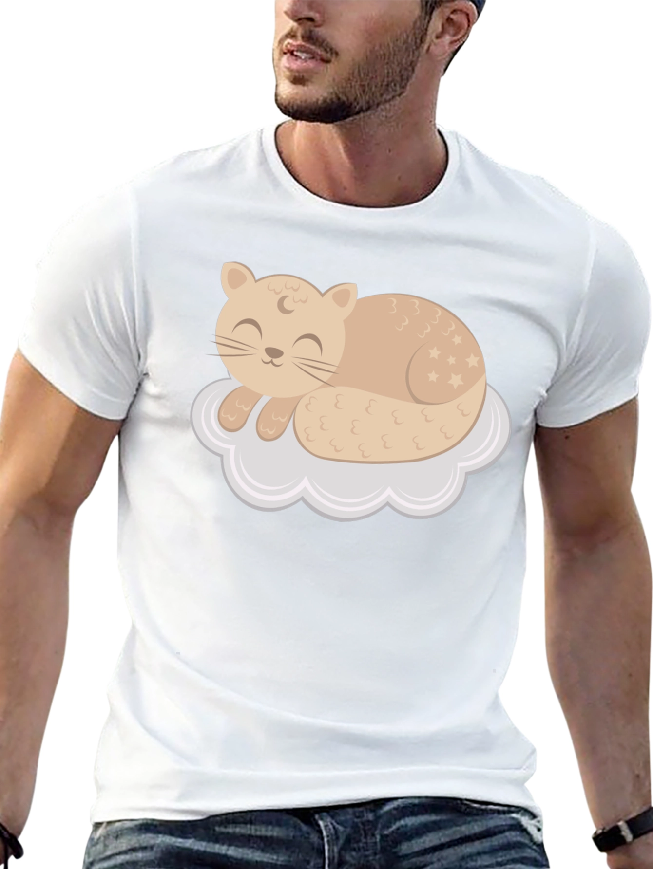 Cute Cat Sleeping on Cloud T-Shirt