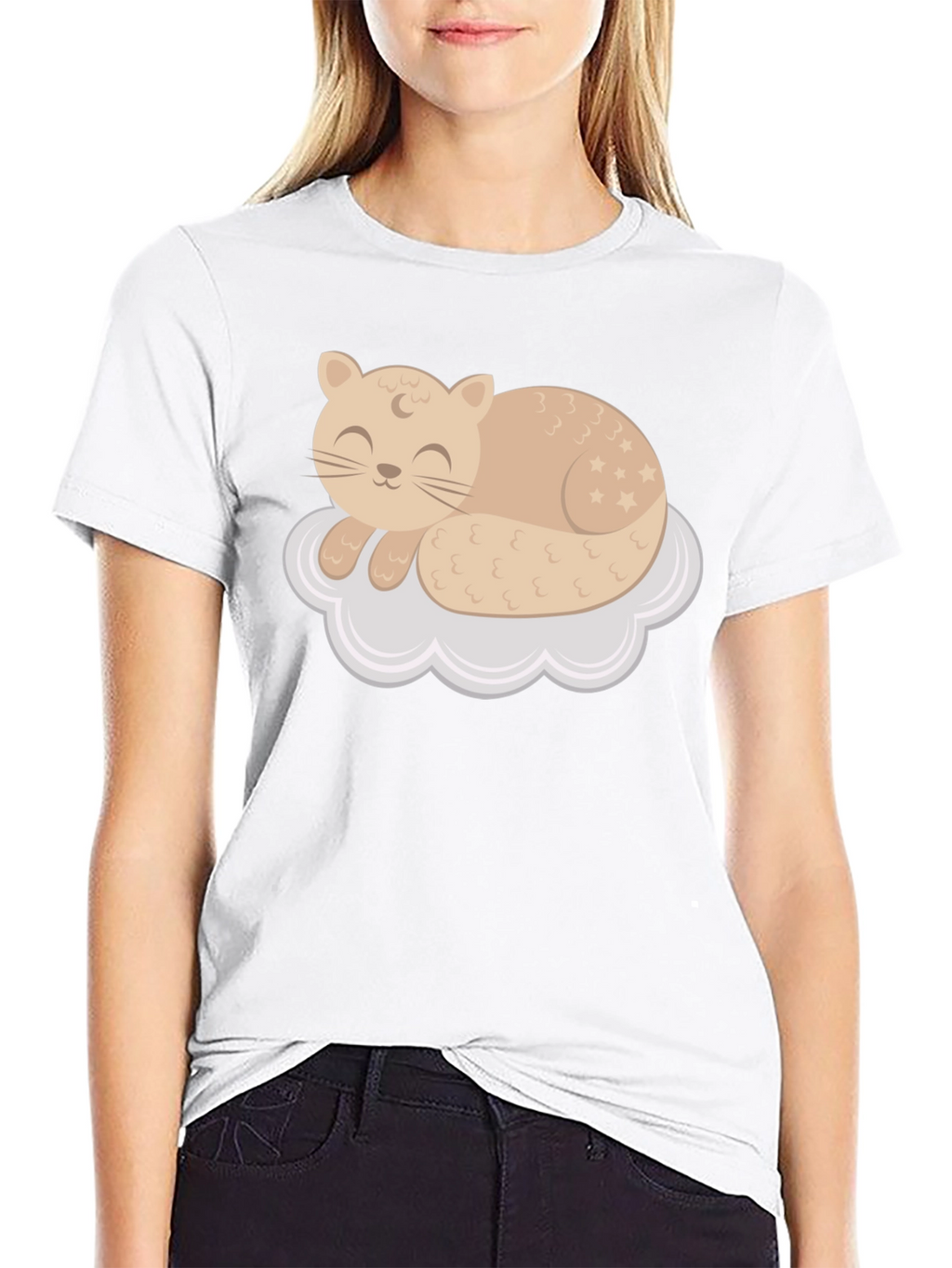 Cute Cat Sleeping on Cloud T-Shirt