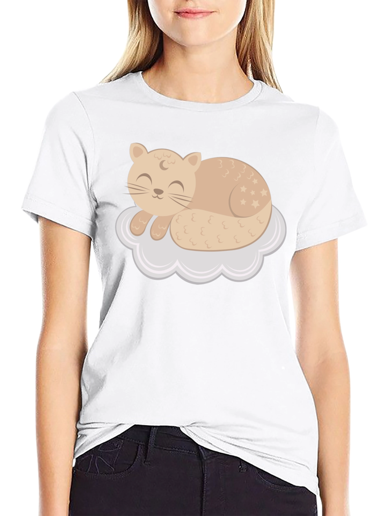 Cute Cat Sleeping on Cloud T-Shirt