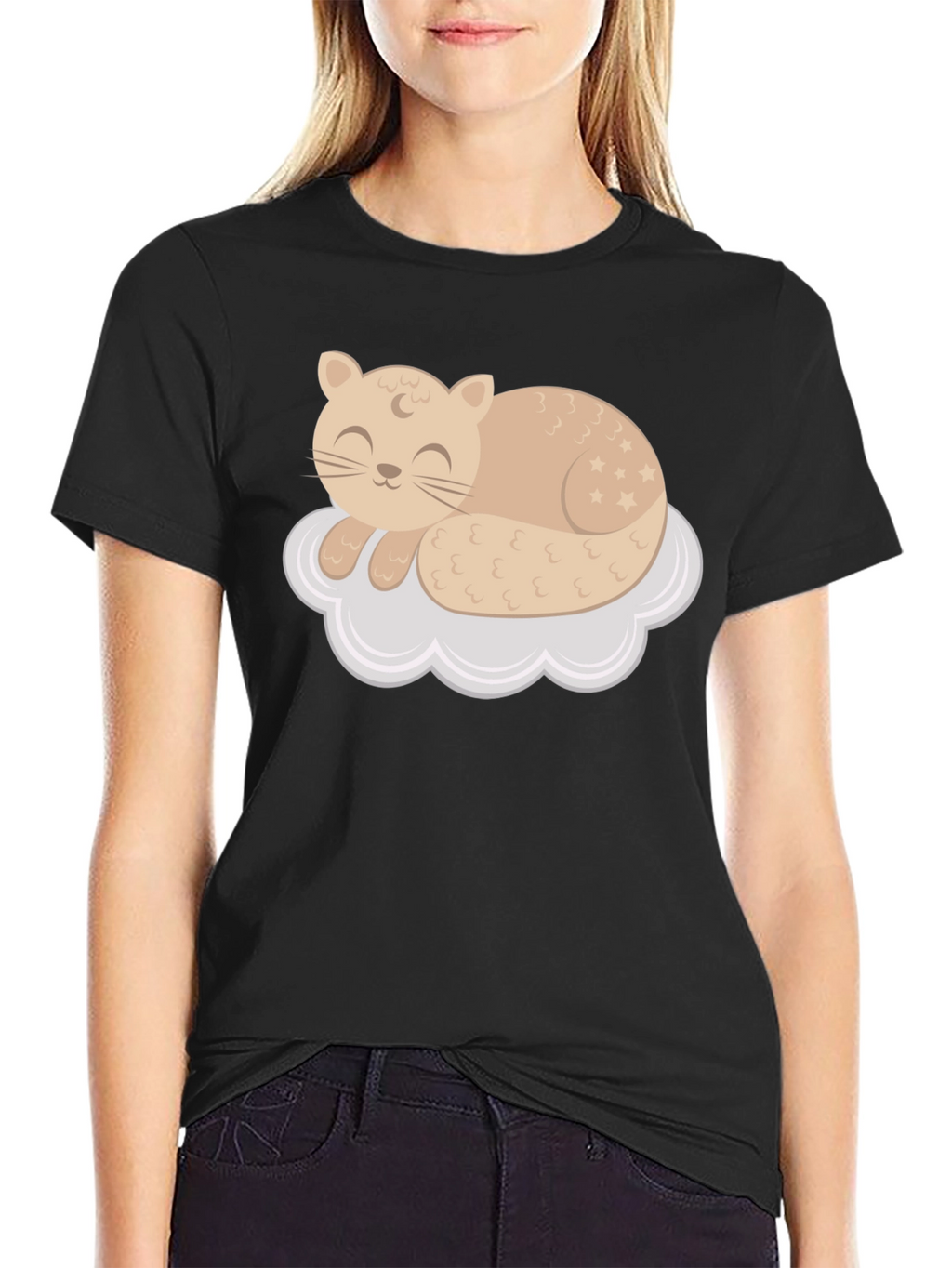 Cute Cat Sleeping on Cloud T-Shirt