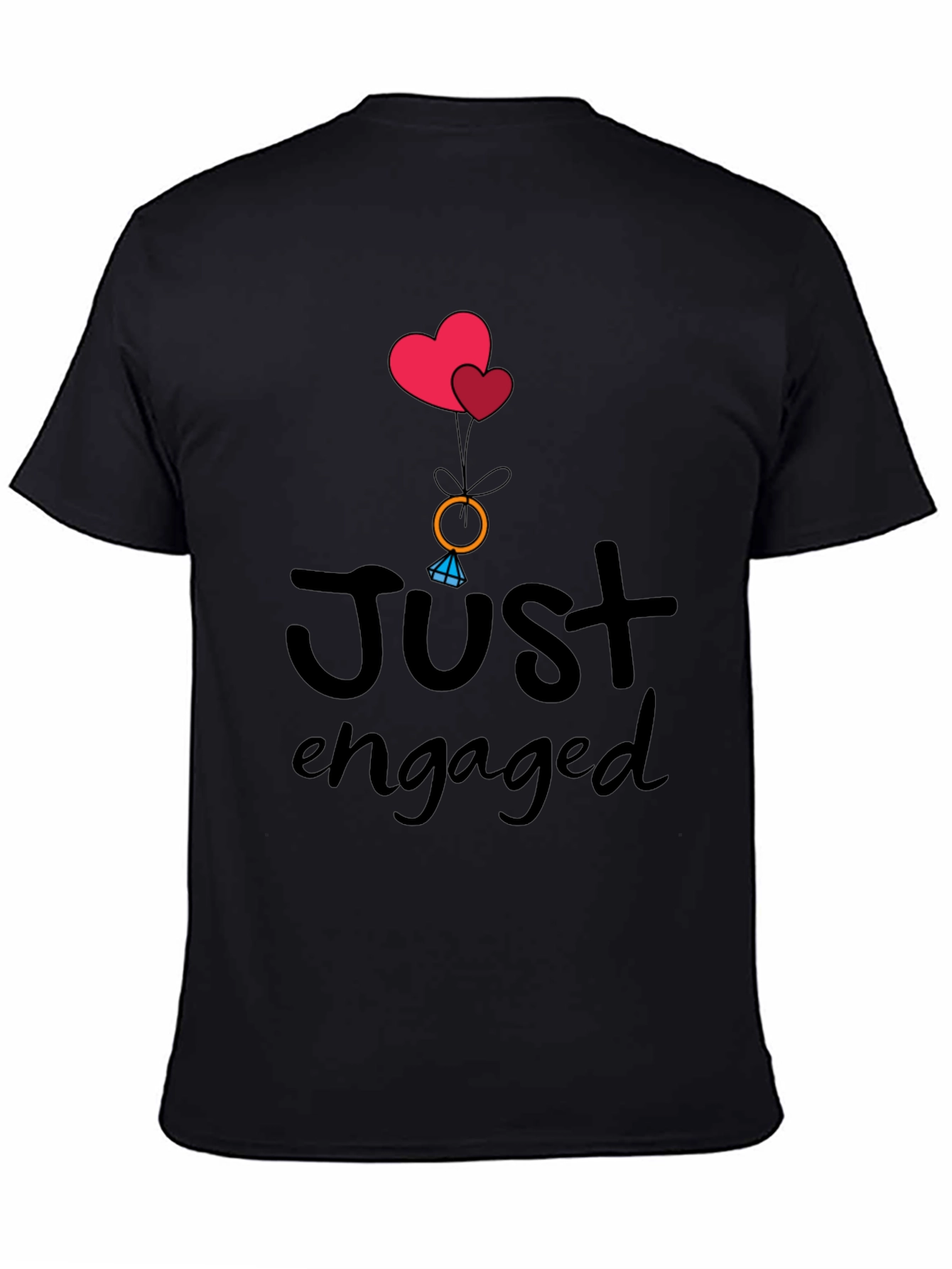 Just Engaged Graphic Tee - Heart Balloons & Diamond Ring