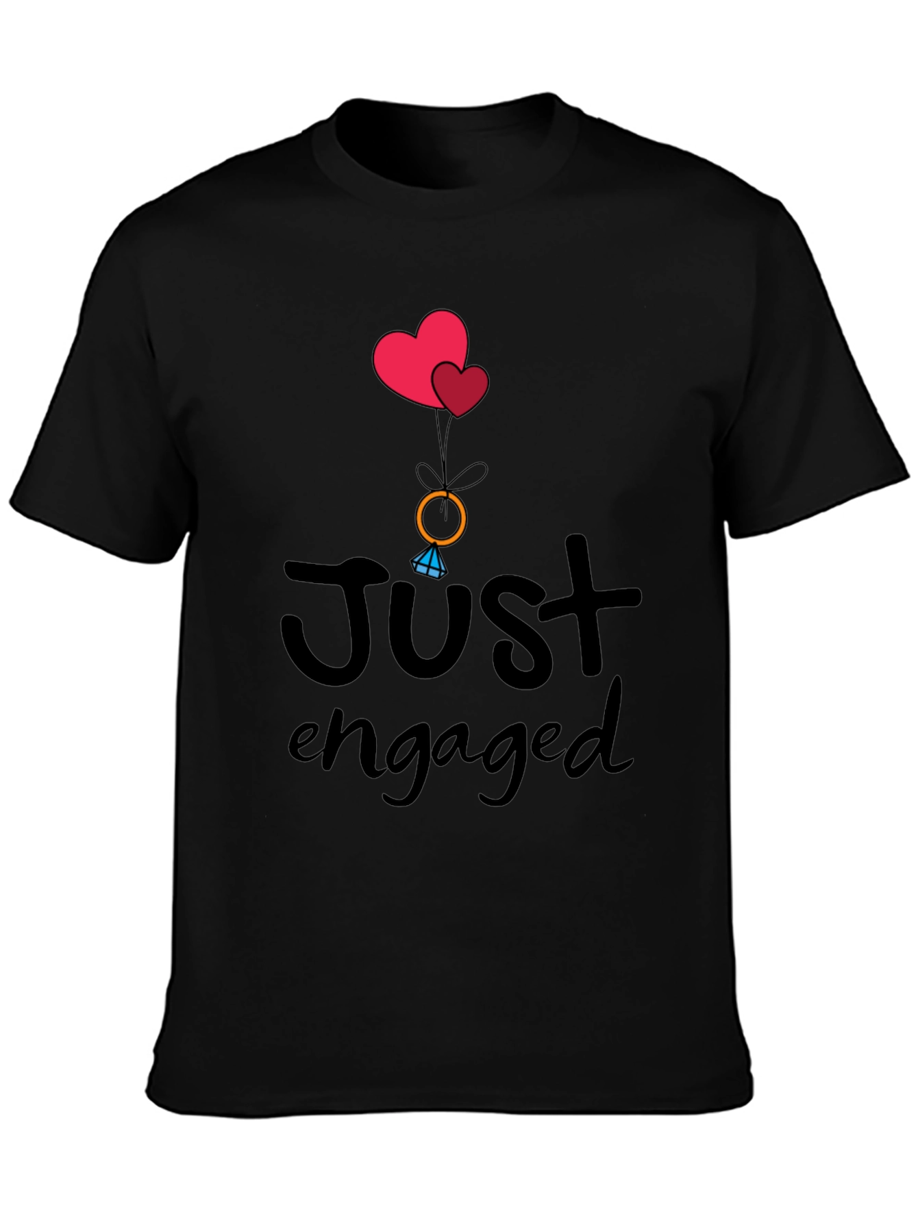 Just Engaged Graphic Tee - Heart Balloons & Diamond Ring