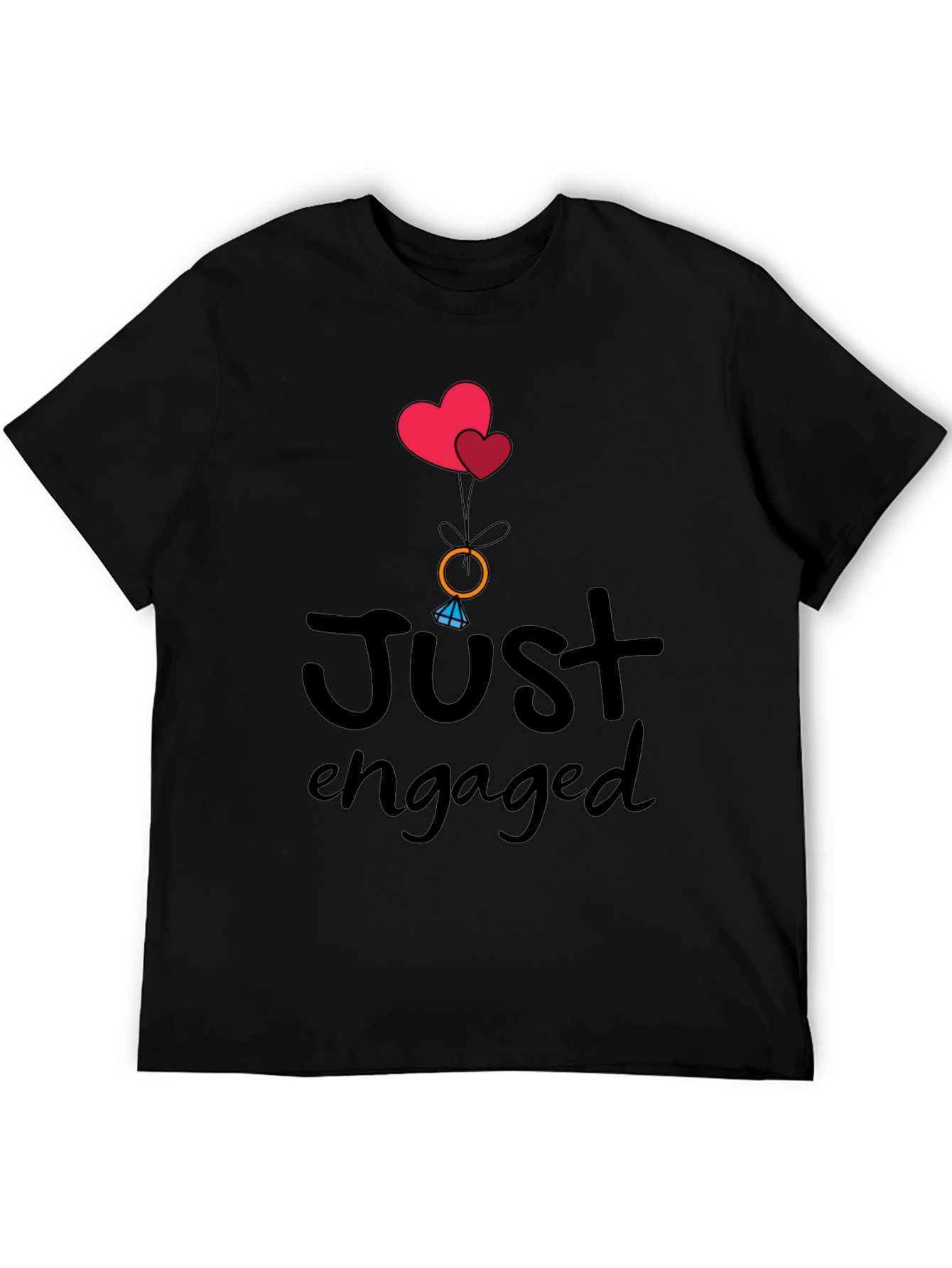 Just Engaged Graphic Tee - Heart Balloons & Diamond Ring